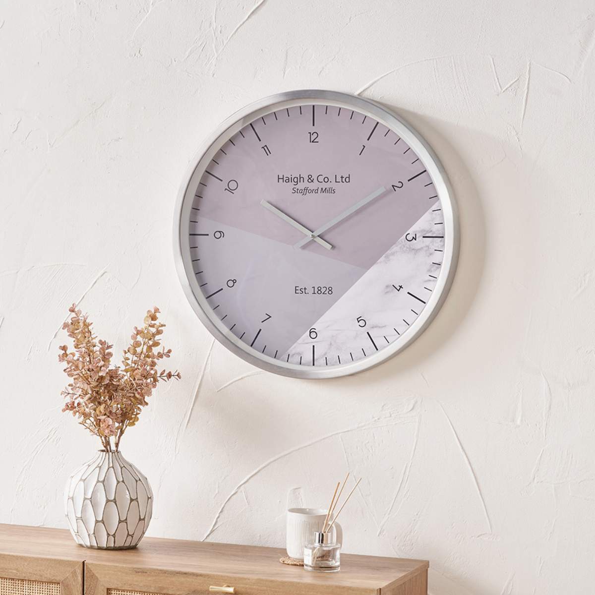 Pacific Lifestyle Silver Metal Printed Face Wall Clock