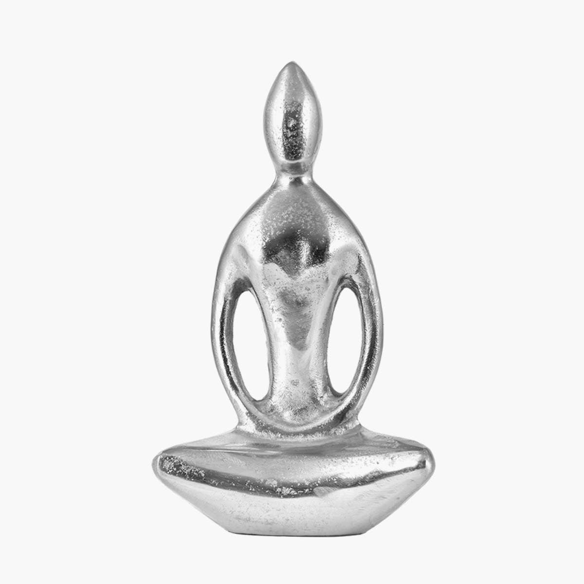 Pacific Lifestyle Silver Metal Sitting Yoga Pose Ornament