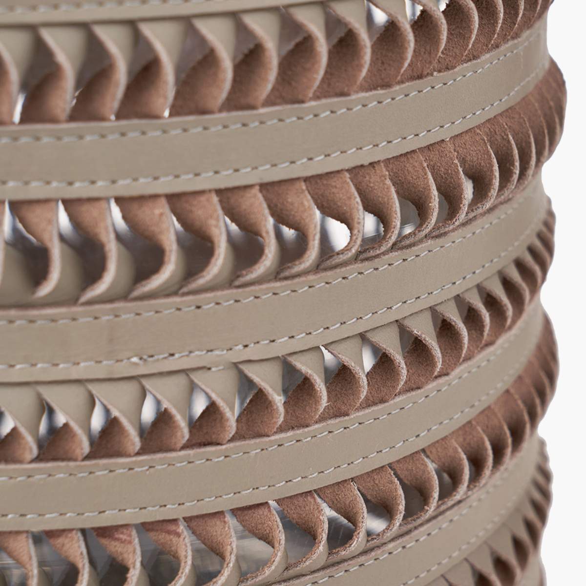 Pacific Lifestyle Silver Metal, Clear Glass and Grey Plaited Leather Hurricane