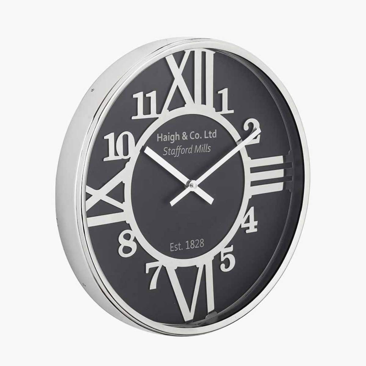 Pacific Lifestyle Silver Metal and Black Face Round Wall Clock