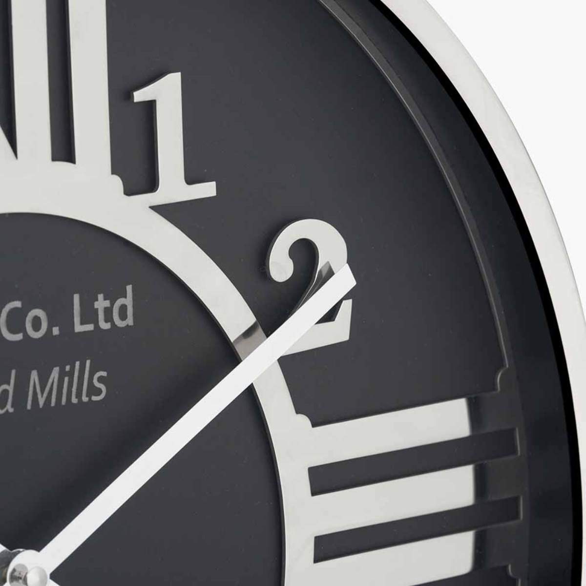 Pacific Lifestyle Silver Metal and Black Face Round Wall Clock
