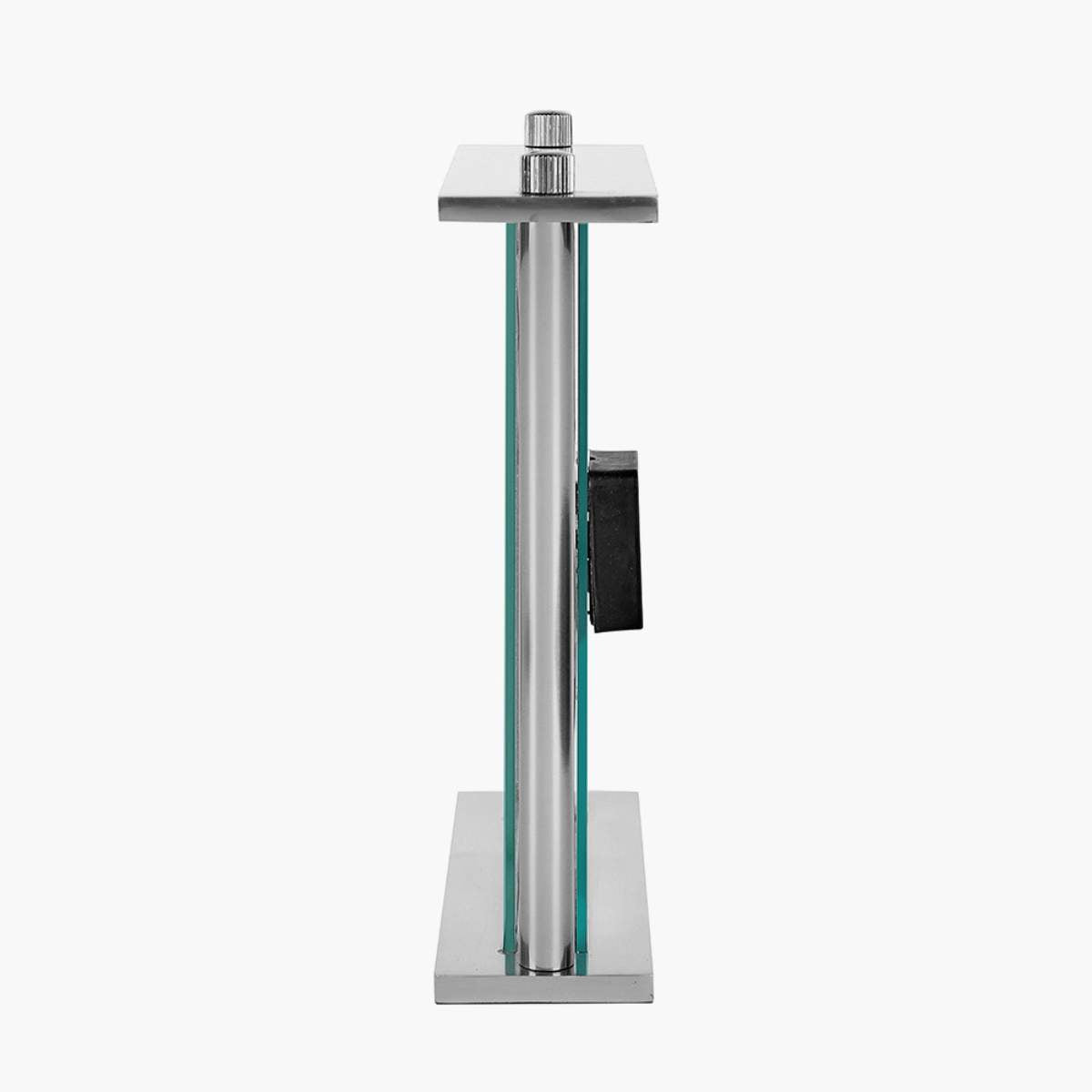 Pacific Lifestyle Silver Metal and Glass Floating Clock Face Square Table Clock