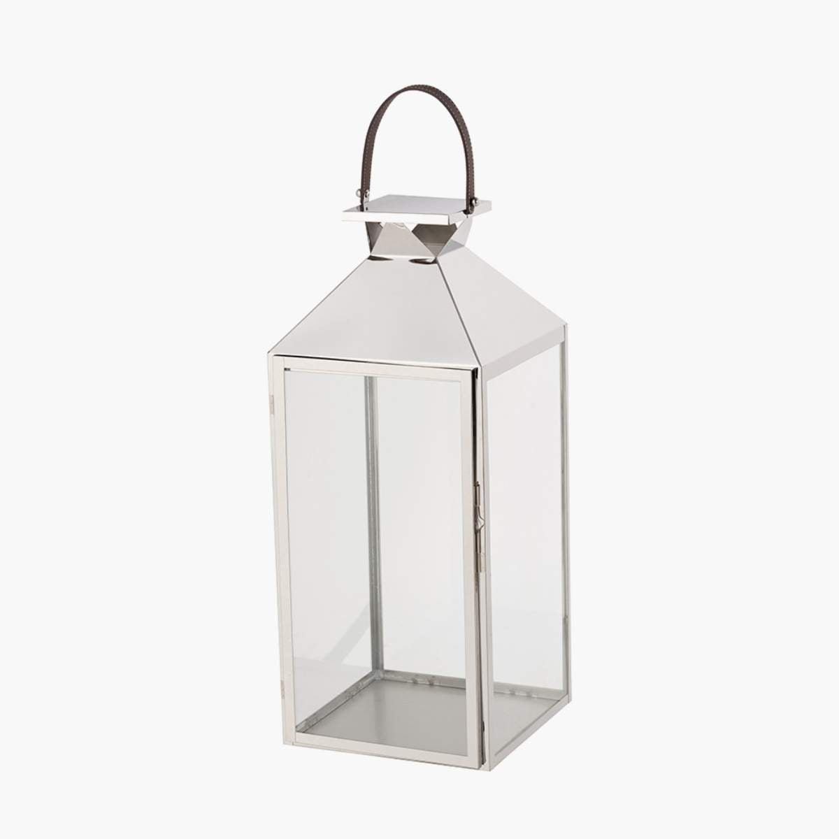 Pacific Lifestyle Silver Stainless Steel and Glass Large Lantern