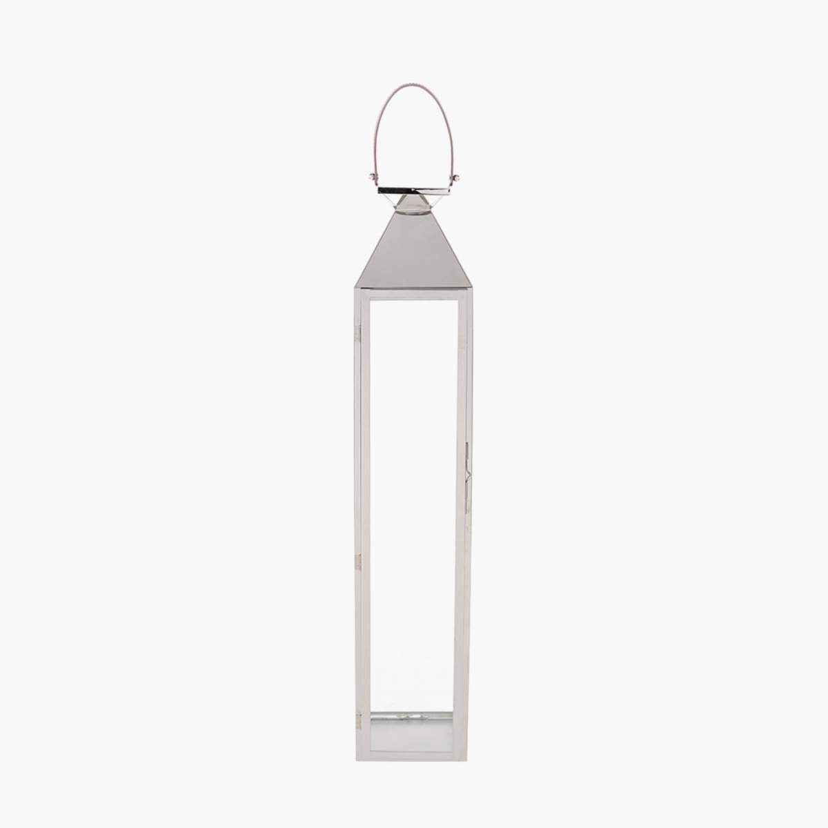 Pacific Lifestyle Silver Stainless Steel and Glass Large Tall Lantern