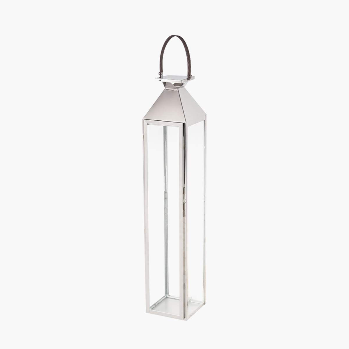 Pacific Lifestyle Silver Stainless Steel and Glass Large Tall Lantern
