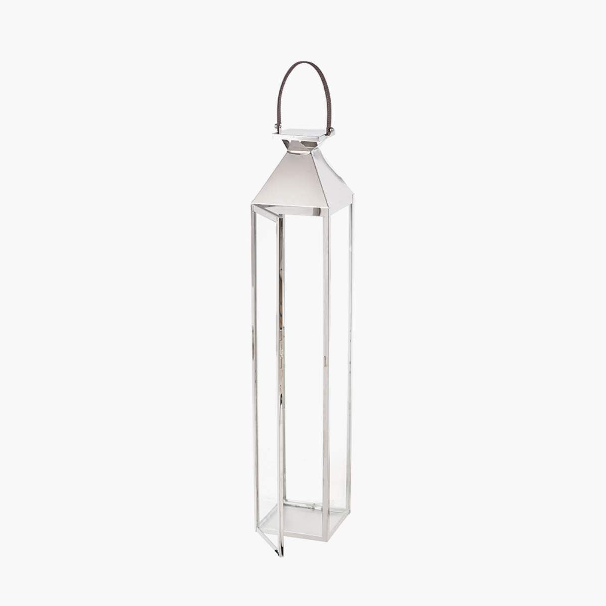 Pacific Lifestyle Silver Stainless Steel and Glass Large Tall Lantern