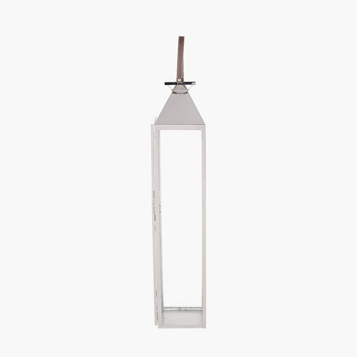 Pacific Lifestyle Silver Stainless Steel and Glass Large Tall Lantern