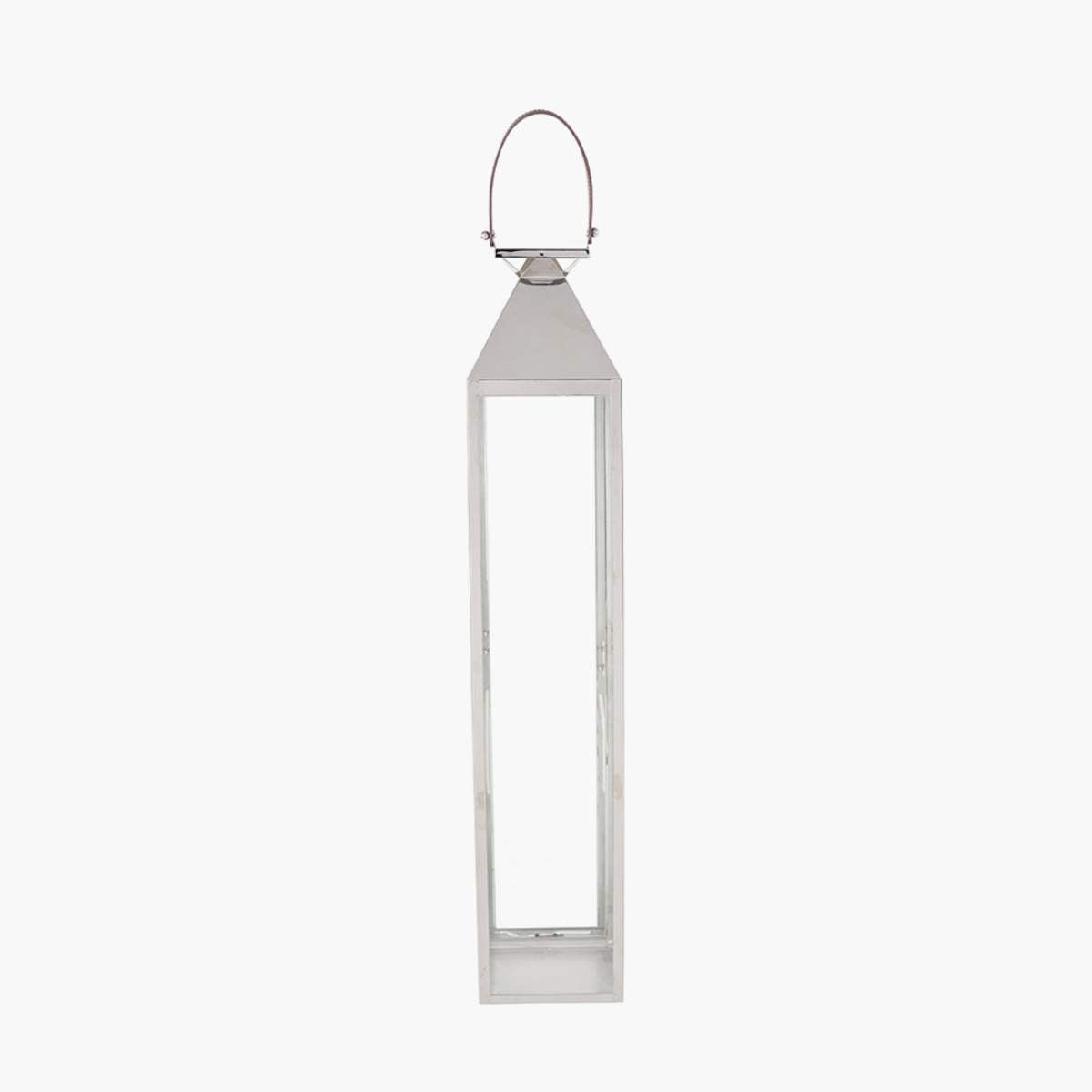 Pacific Lifestyle Silver Stainless Steel and Glass Large Tall Lantern