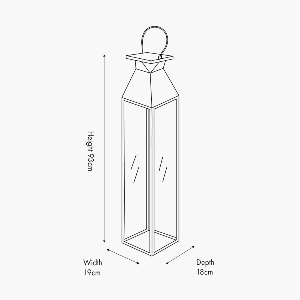 Pacific Lifestyle Silver Stainless Steel and Glass Large Tall Lantern