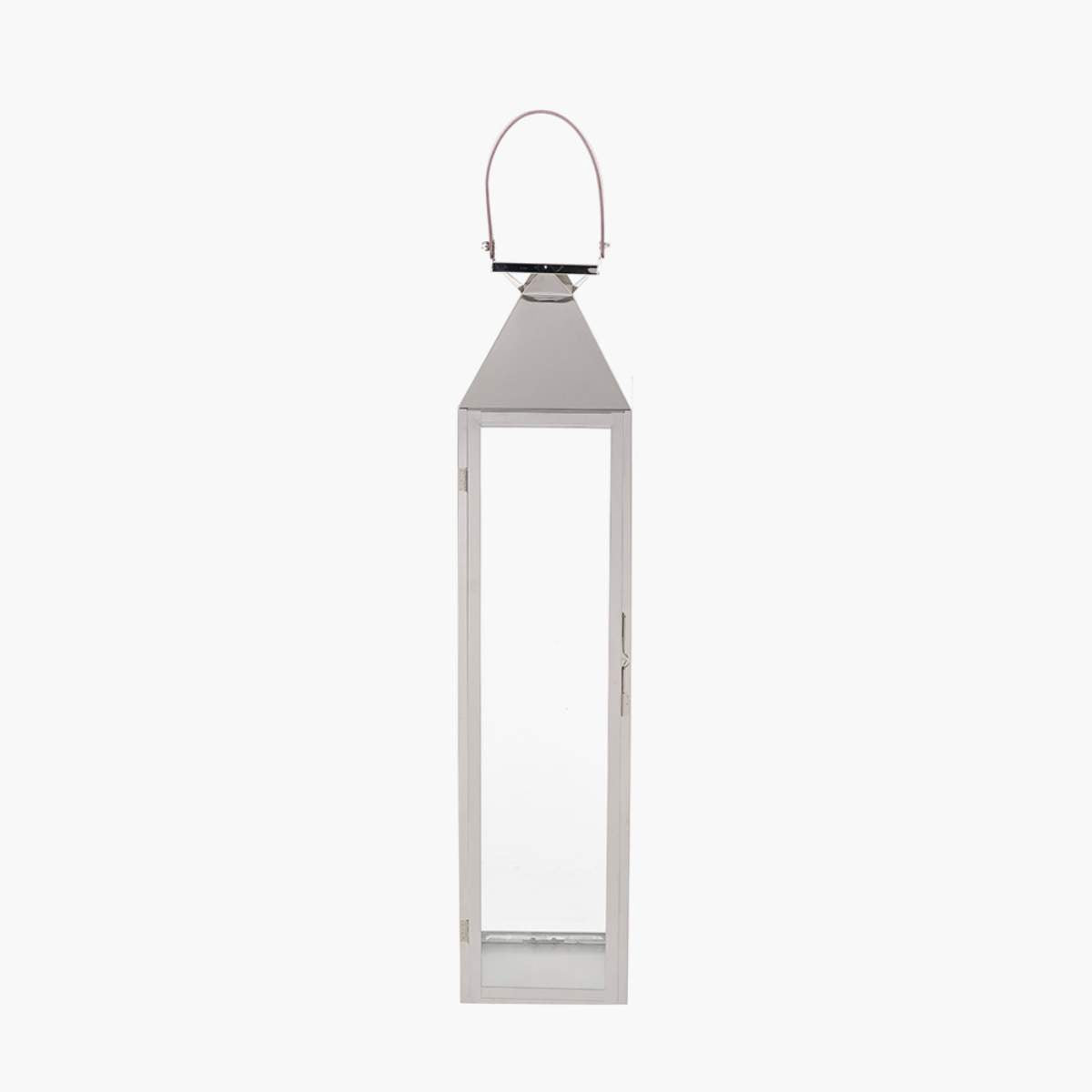 Pacific Lifestyle Silver Stainless Steel and Glass Medium Tall Lantern