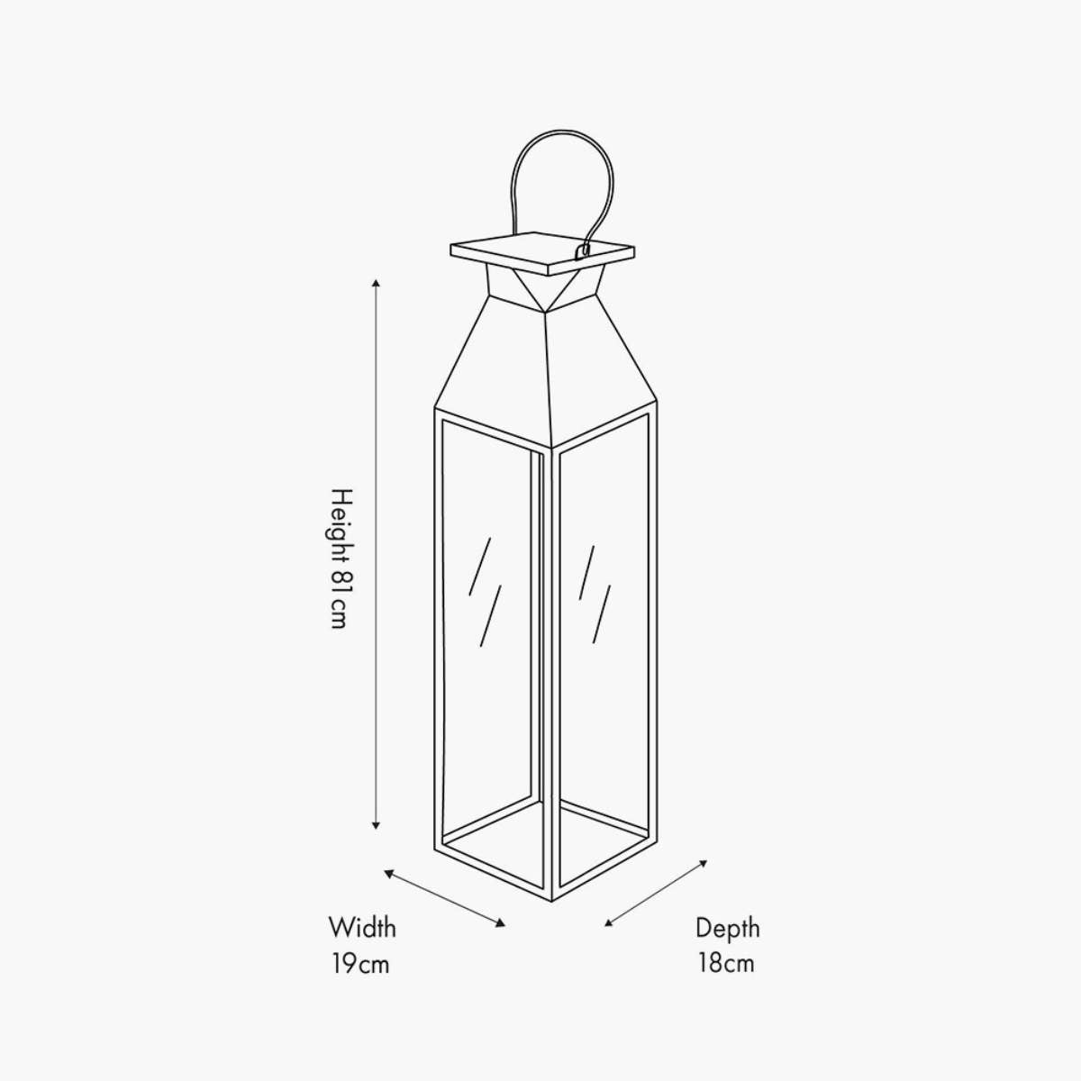 Pacific Lifestyle Silver Stainless Steel and Glass Medium Tall Lantern
