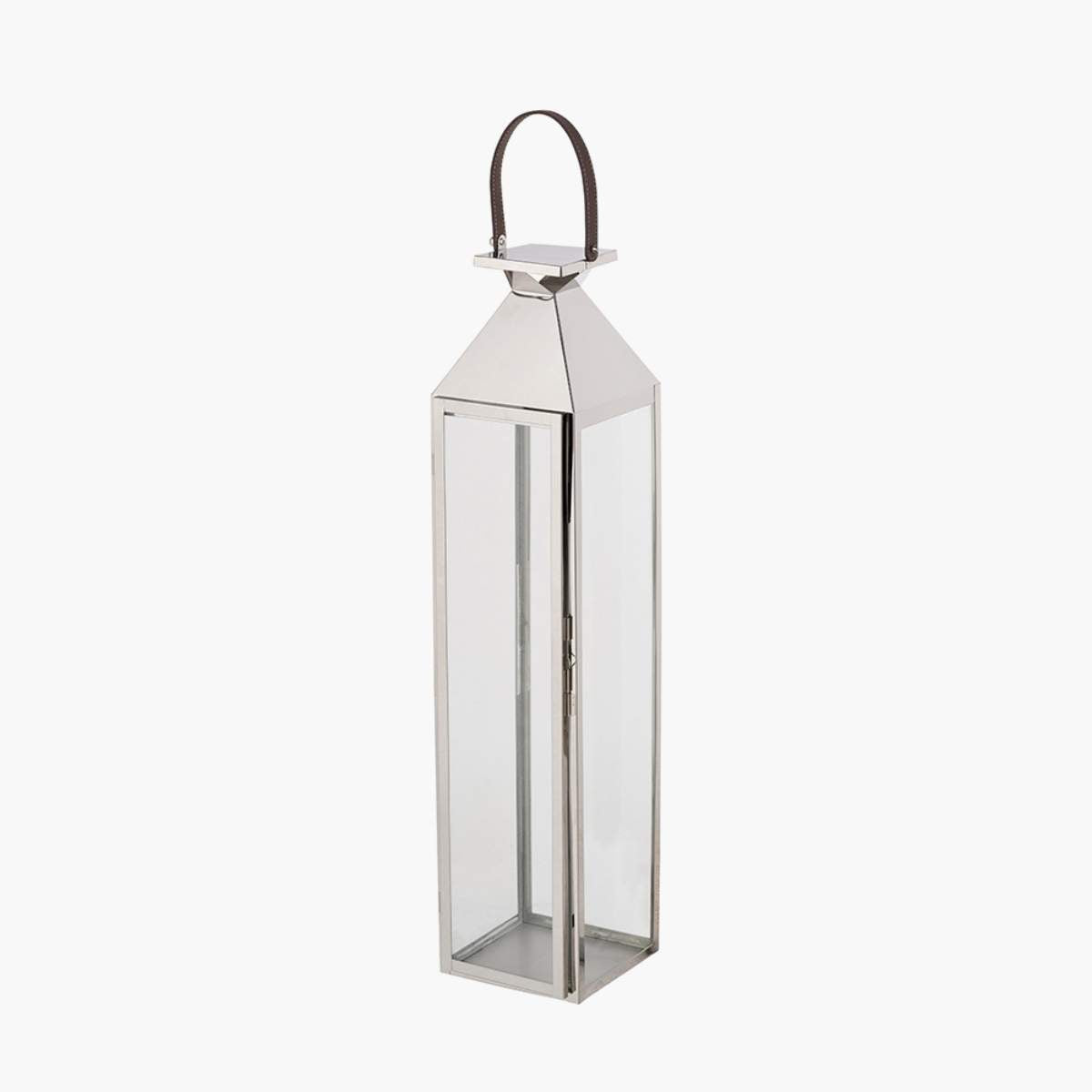Pacific Lifestyle Silver Stainless Steel and Glass Medium Tall Lantern
