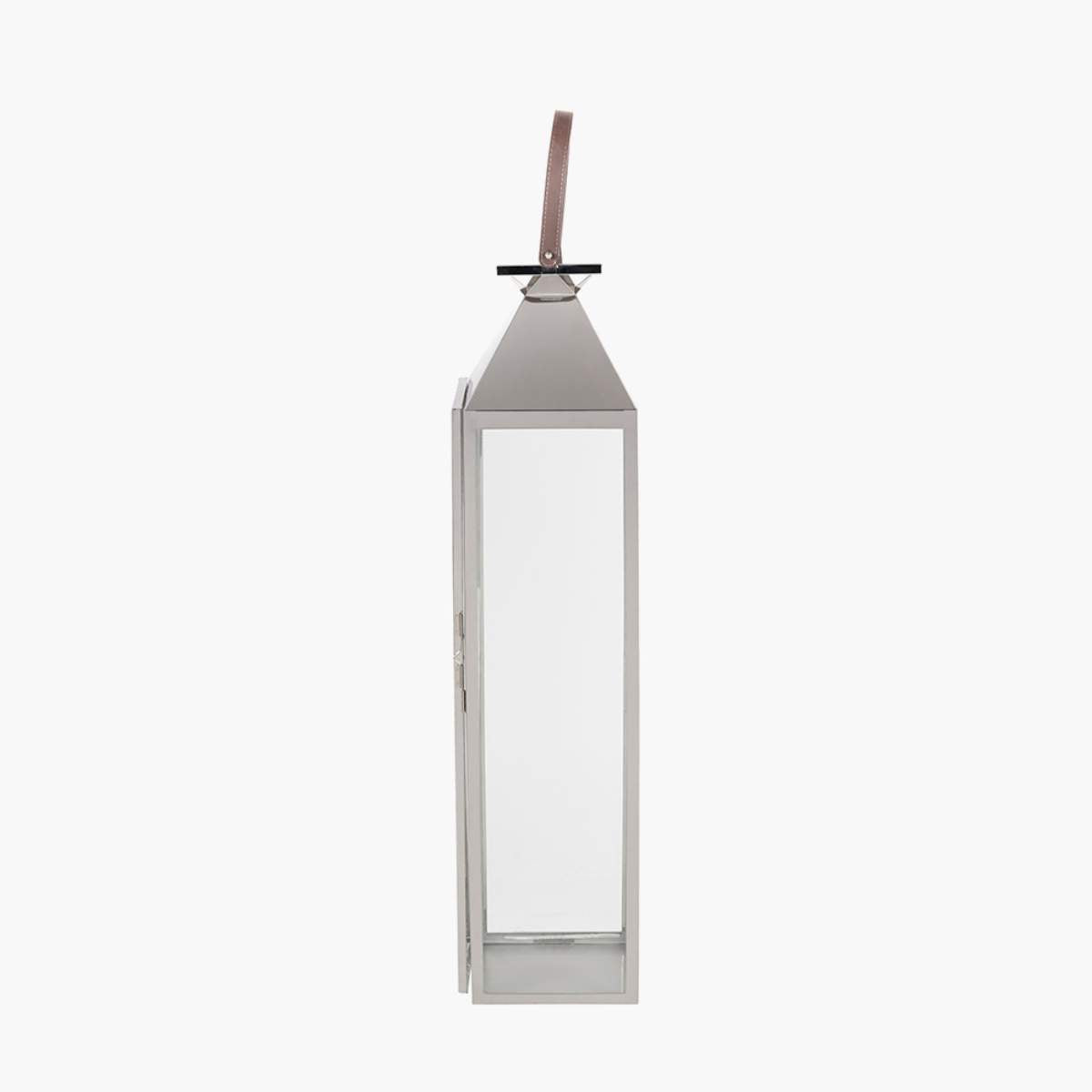 Pacific Lifestyle Silver Stainless Steel and Glass Medium Tall Lantern