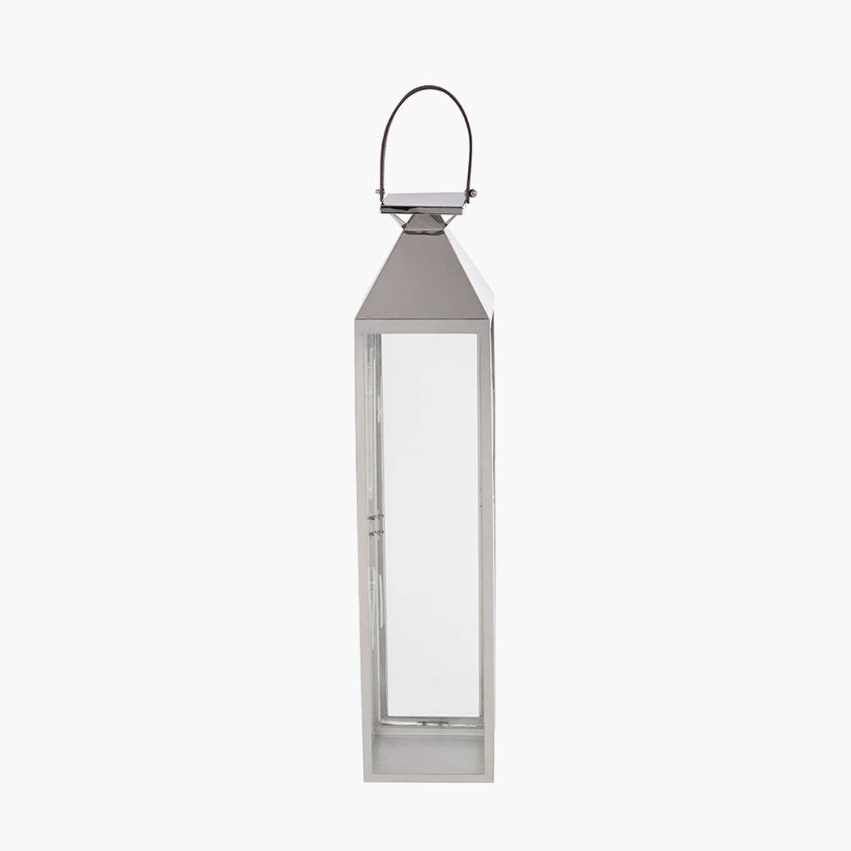 Pacific Lifestyle Silver Stainless Steel and Glass Medium Tall Lantern