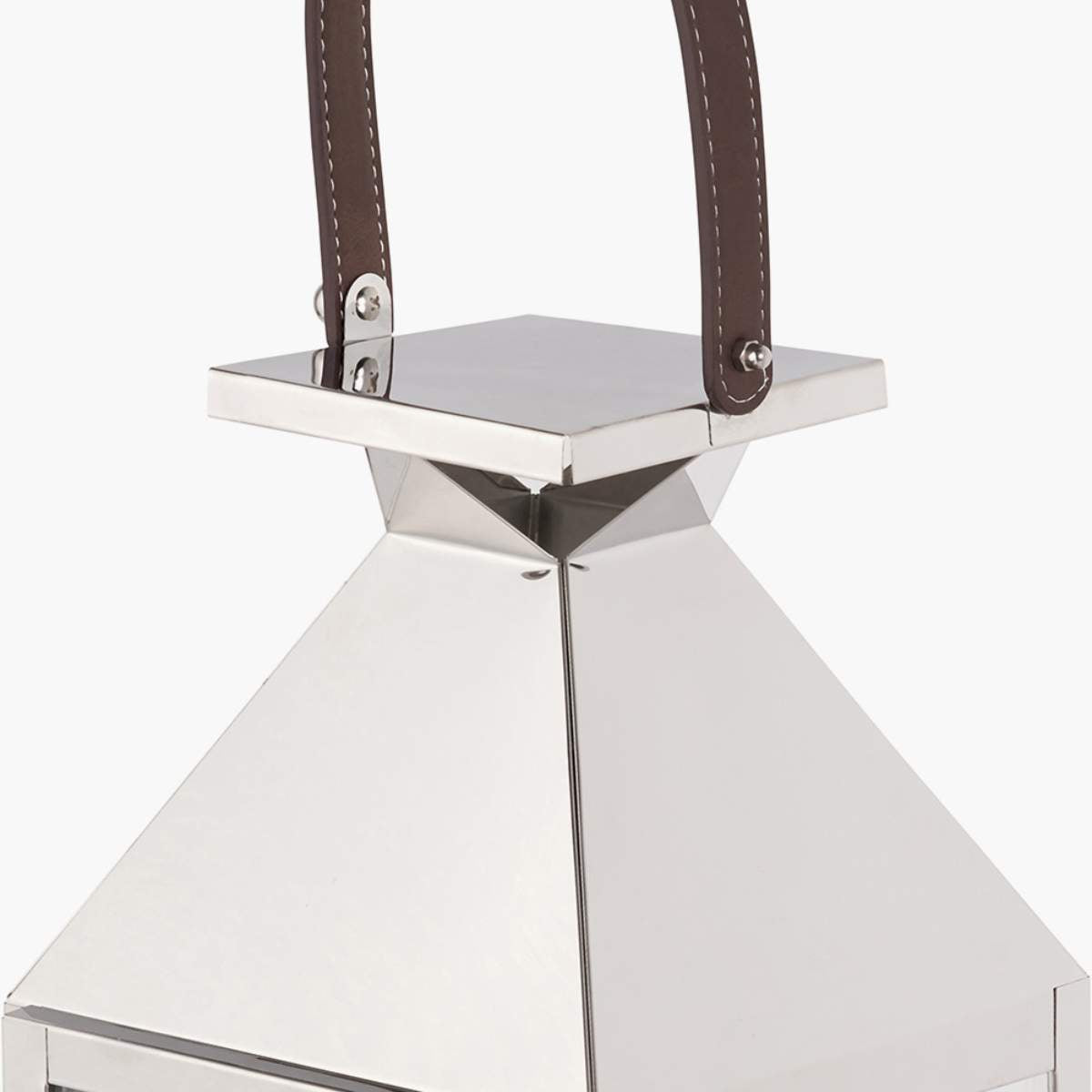 Pacific Lifestyle Silver Stainless Steel and Glass Medium Tall Lantern