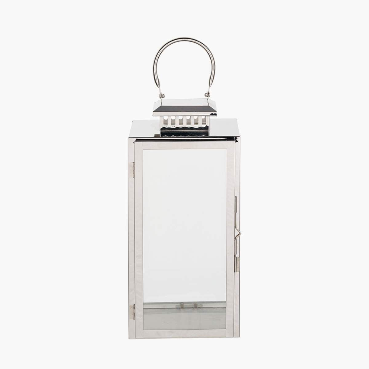 Pacific Lifestyle Silver Stainless Steel and Glass Rectangular Lantern