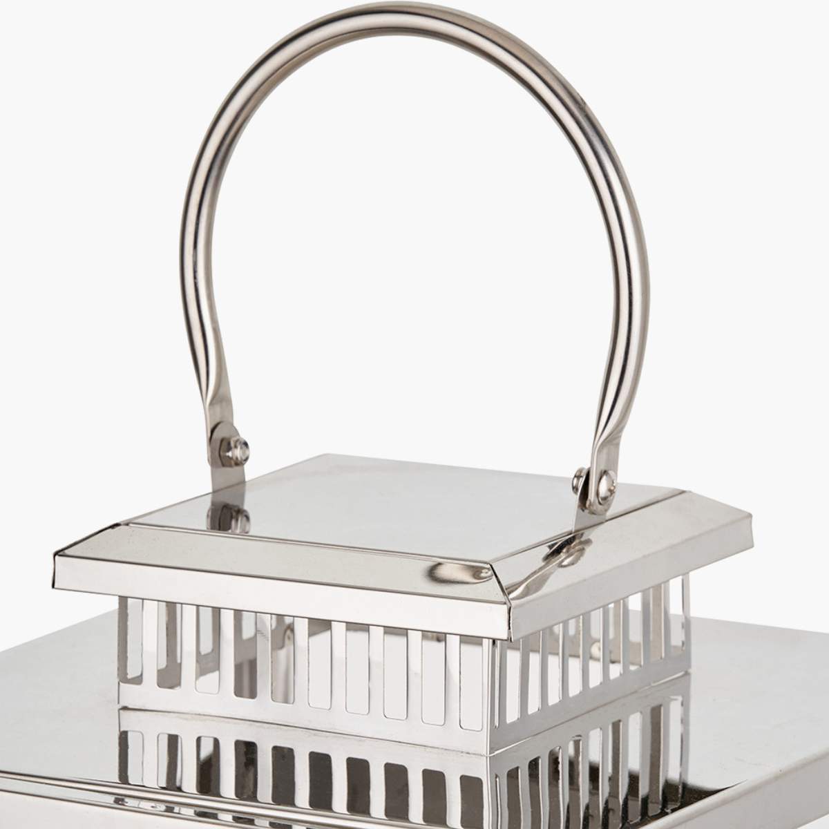 Pacific Lifestyle Silver Stainless Steel and Glass Rectangular Lantern