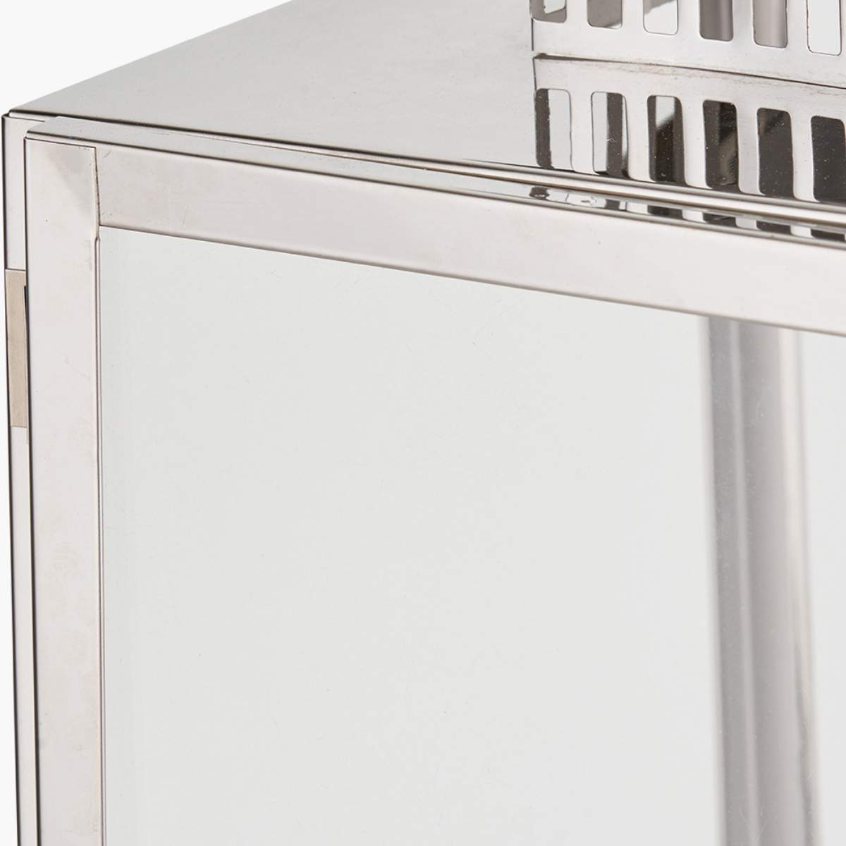 Pacific Lifestyle Silver Stainless Steel and Glass Rectangular Lantern