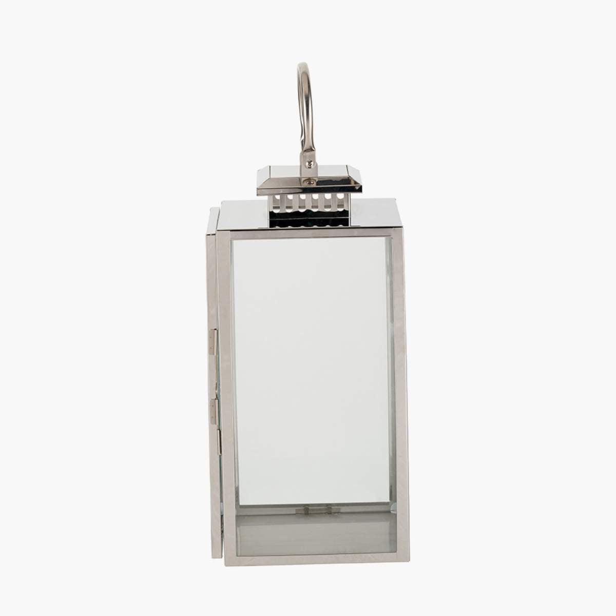 Pacific Lifestyle Silver Stainless Steel and Glass Rectangular Lantern