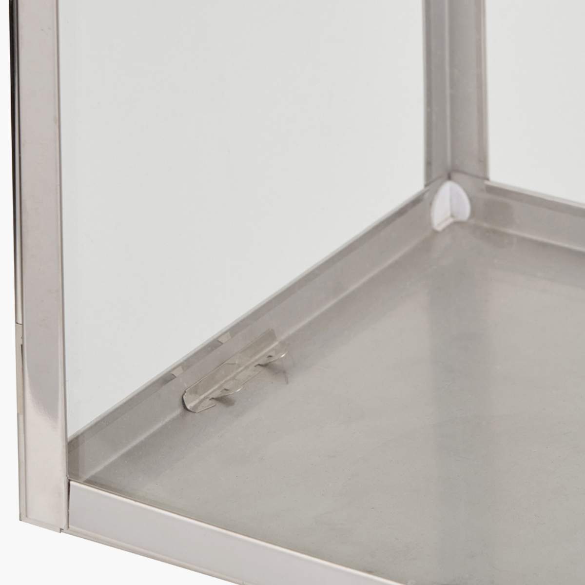 Pacific Lifestyle Silver Stainless Steel and Glass Rectangular Lantern