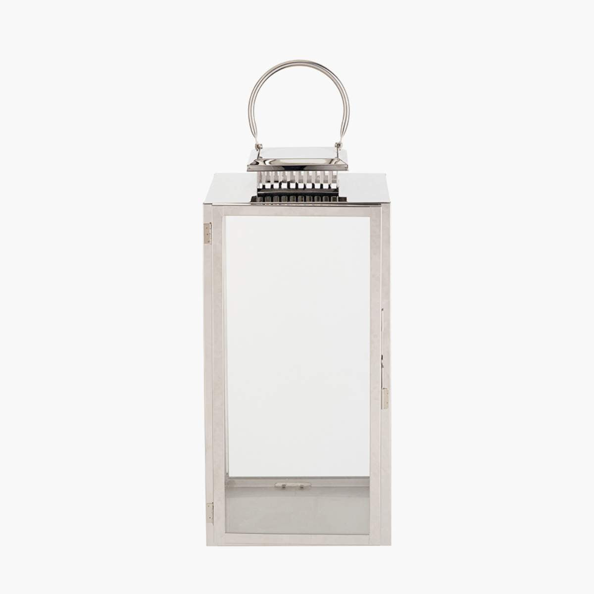 Pacific Lifestyle Silver Stainless Steel and Glass Rectangular Lantern