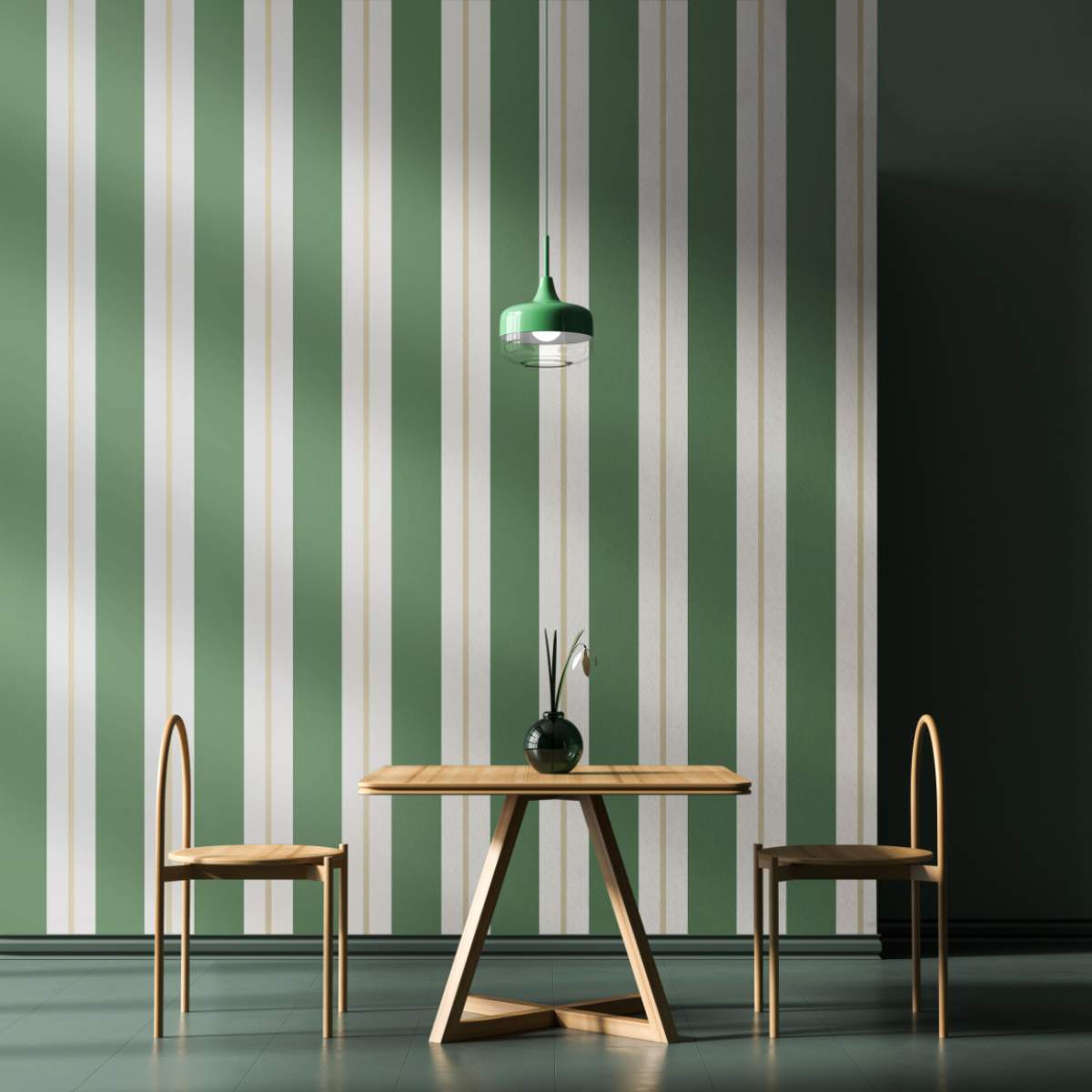 Ohpopsi Simply Stripes Wide Multi Stripe - Moss