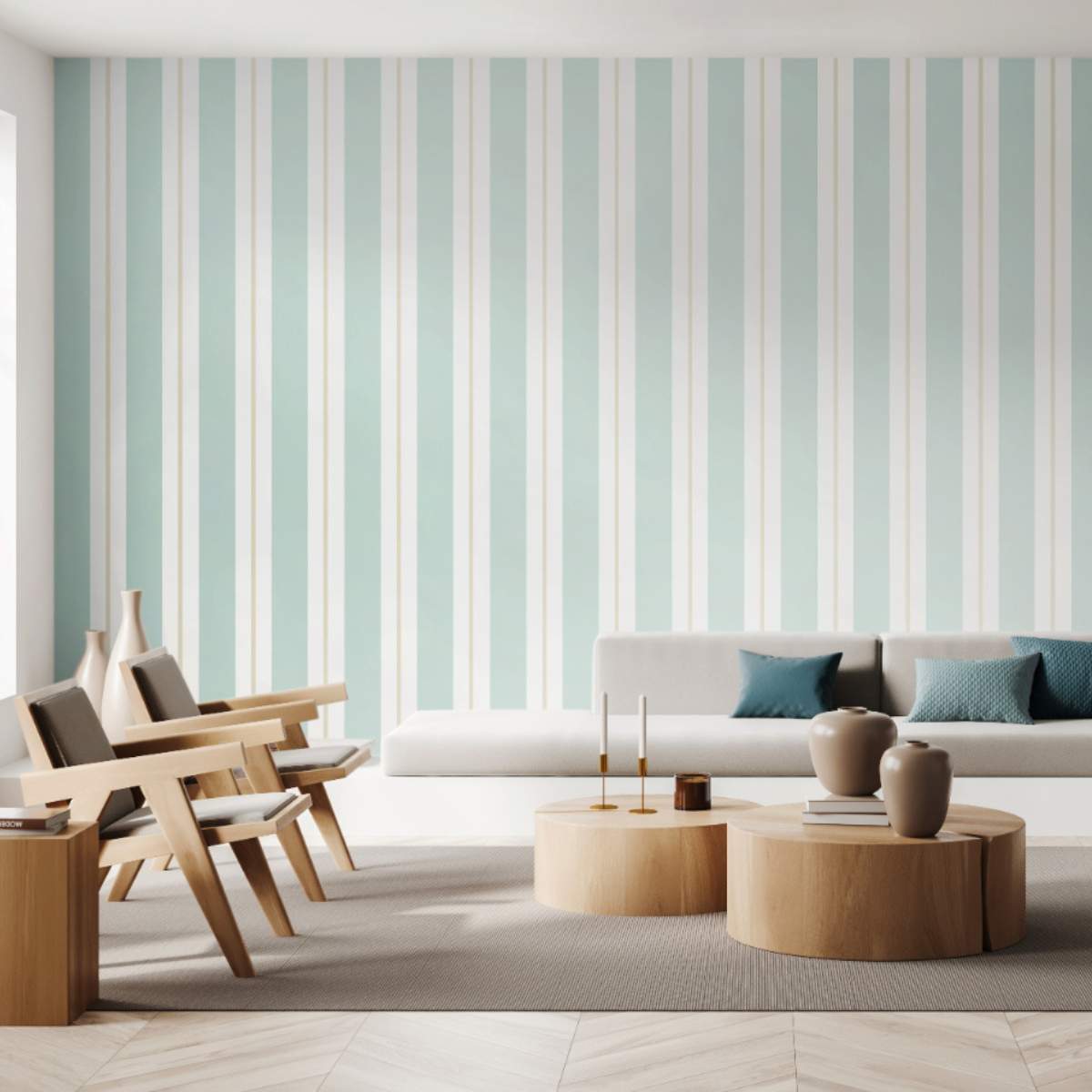 Ohpopsi Simply Stripes Wide Multi Stripe	- Seafoam