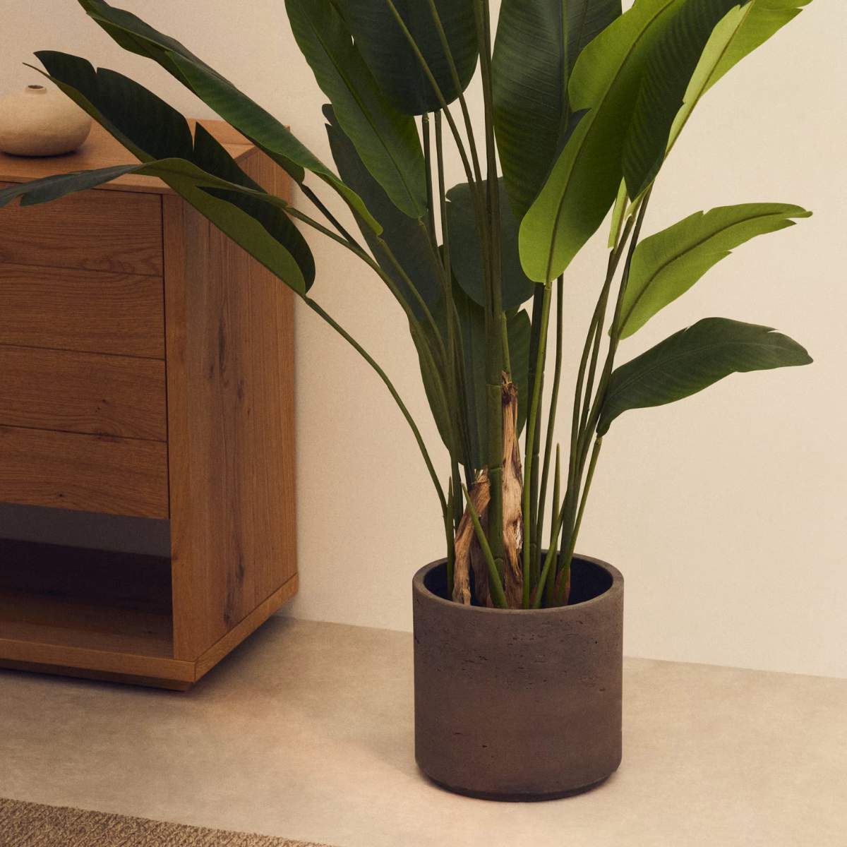 Kave Home Sintina set of 3 grey cement and fiberglass plant pots Ø 23 cm / Ø 27.5 cm / 32 cm