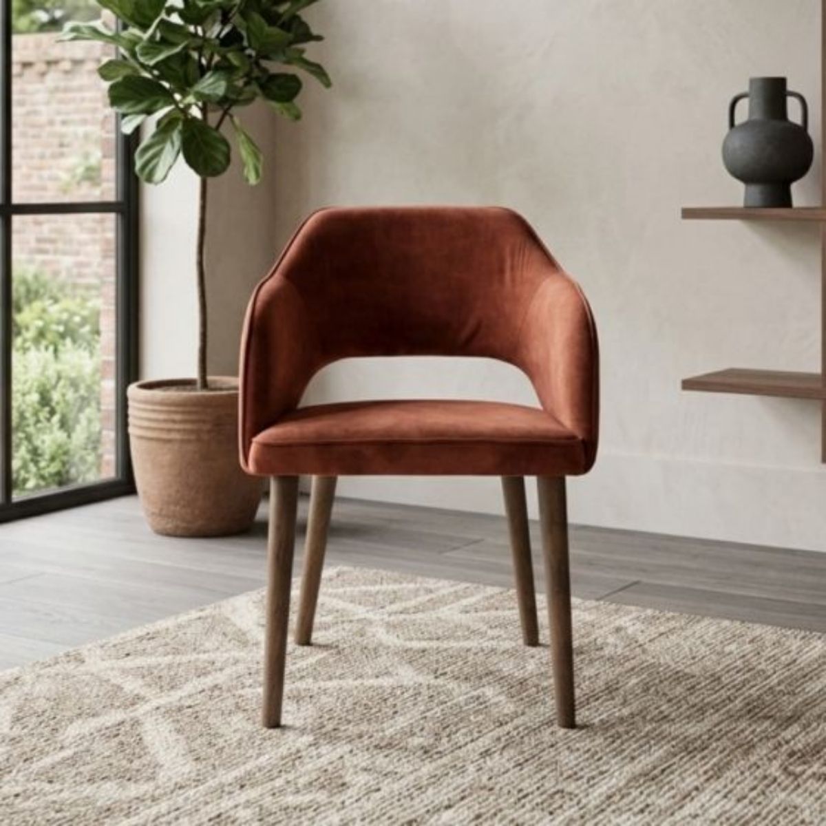 Trade Furniture Skye Velvet Orange Rust Dining Chair