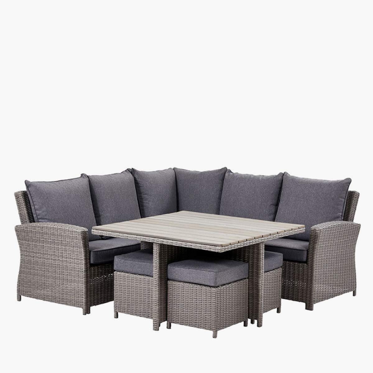 Pacific Lifestyle Slate Grey Barbados Square Corner Set with Polywood Top