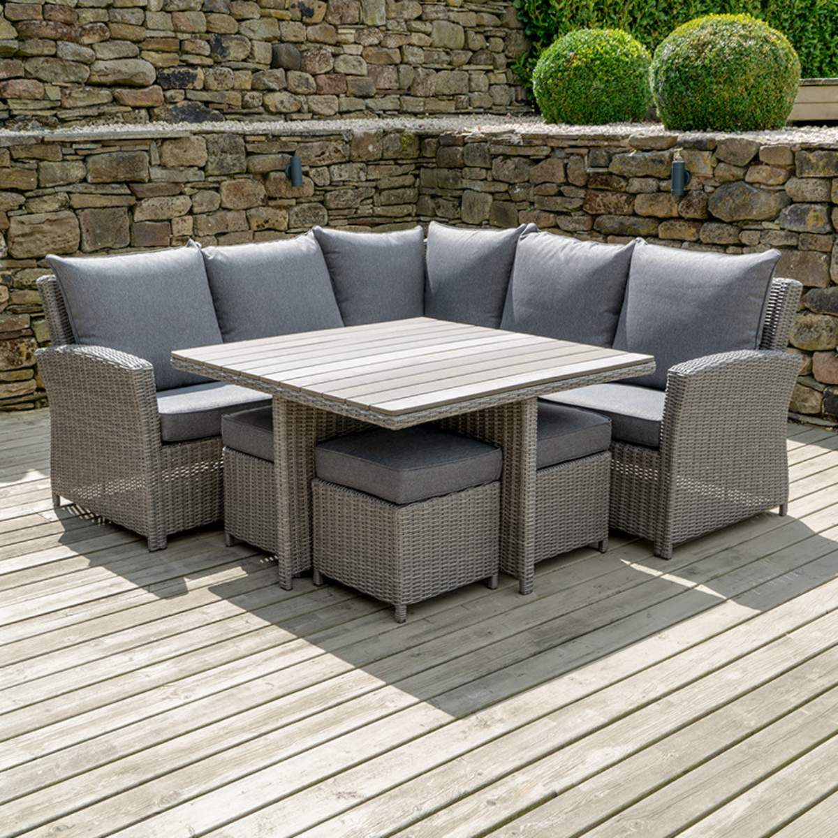 Pacific Lifestyle Slate Grey Barbados Square Corner Set with Polywood Top