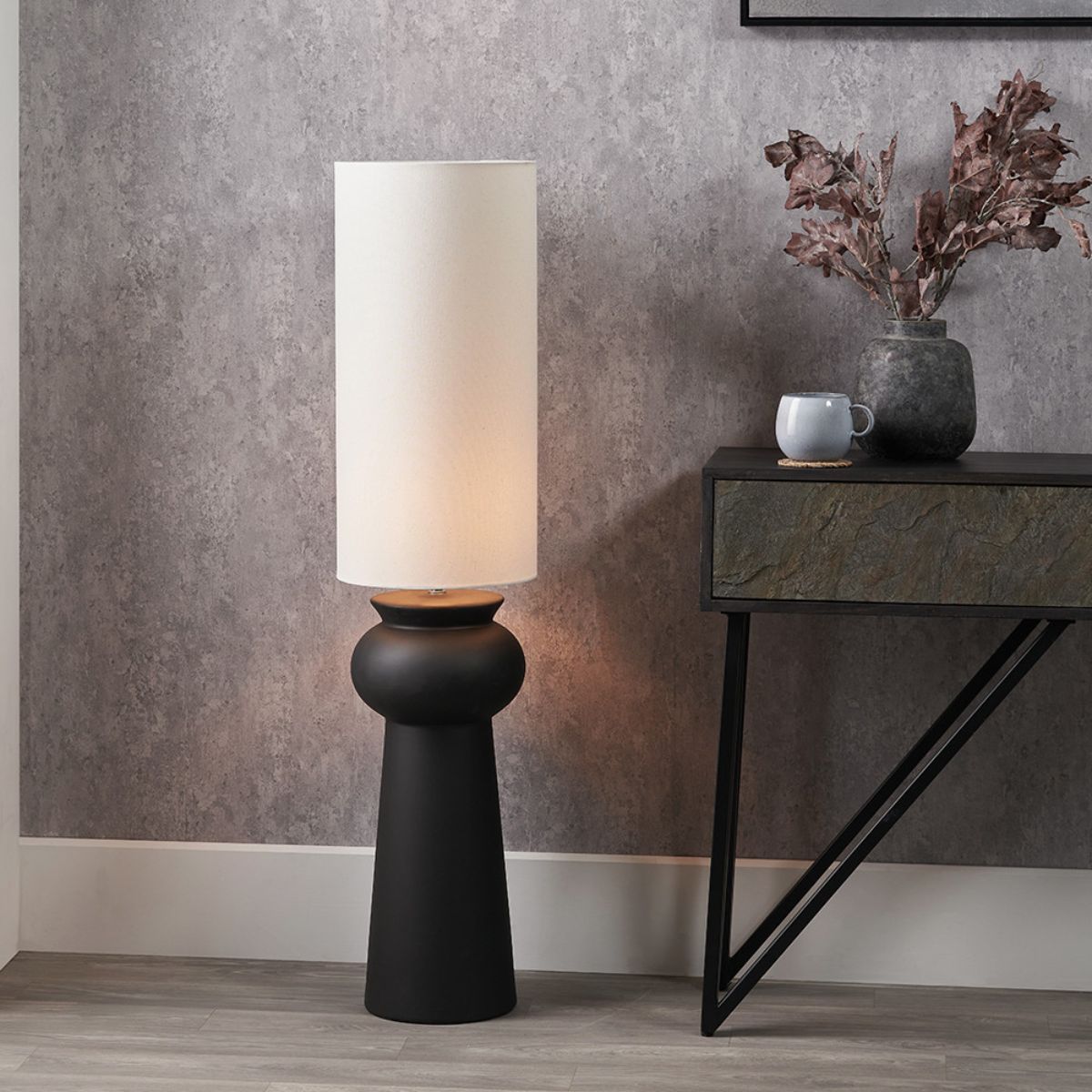 Pacific Lifestyle Sloane Black Contemporary Ceramic Floor Lamp