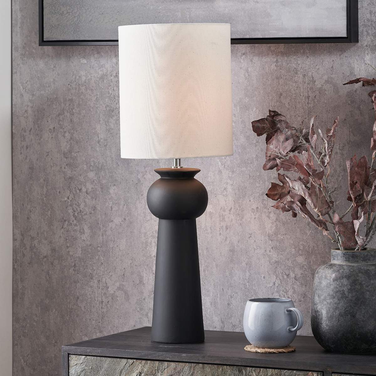Pacific Lifestyle Sloane Black Contemporary Ceramic Table Lamp