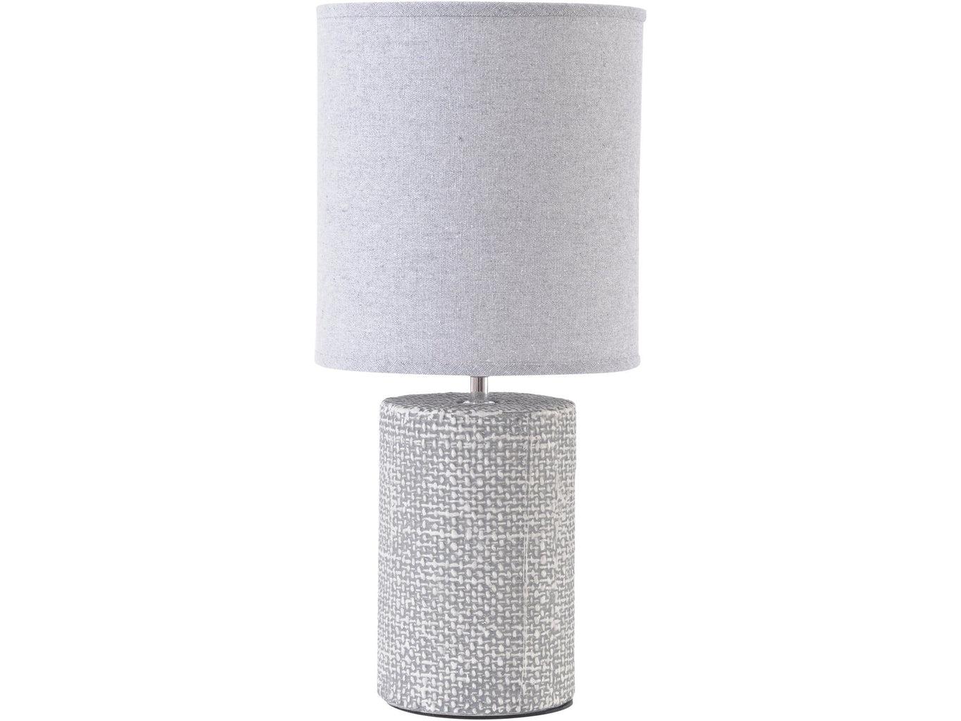 Small Grey Textured Porcelain Table Lamp With Shade-Beaumonde