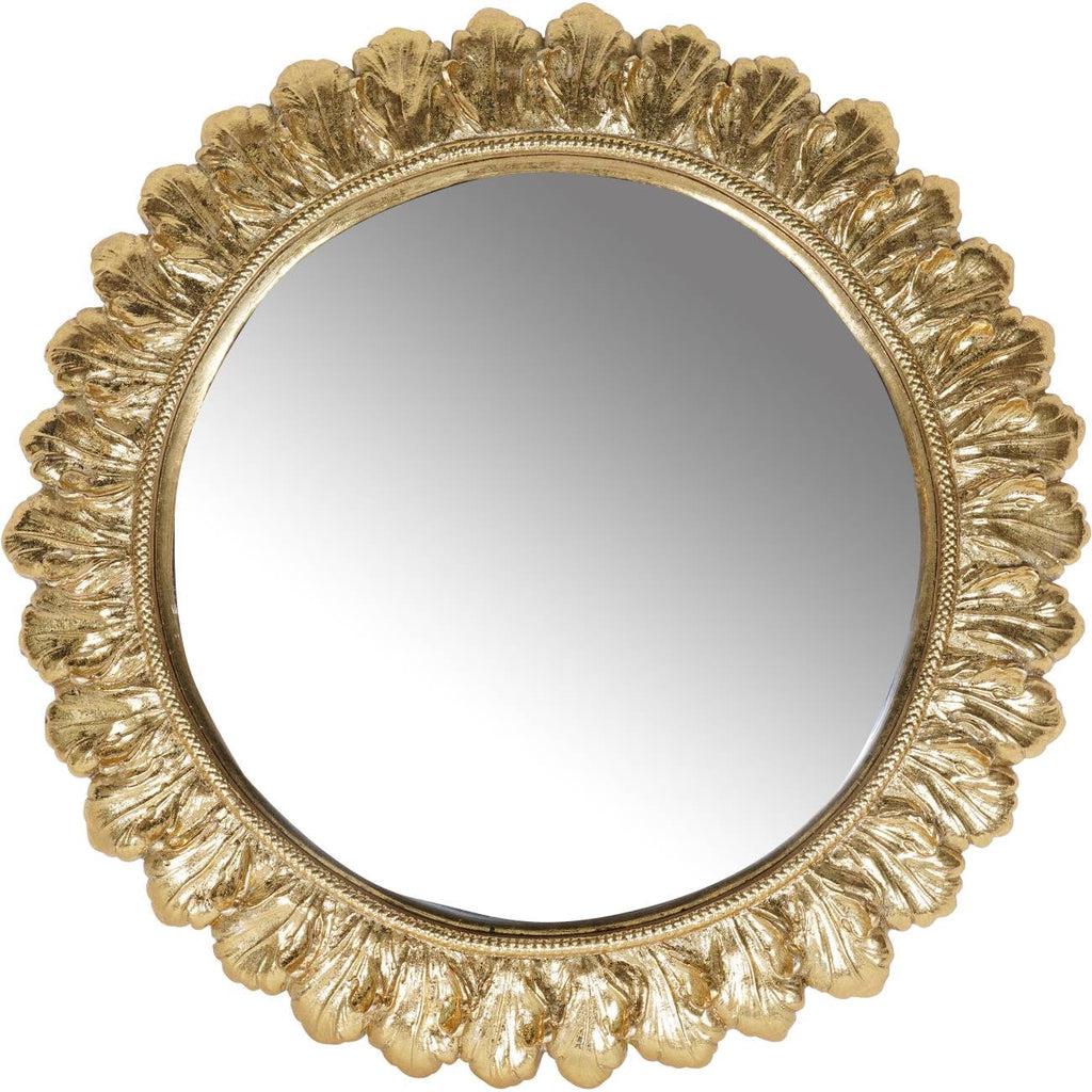 Small Round Floral Mirror - Gold-Beaumonde