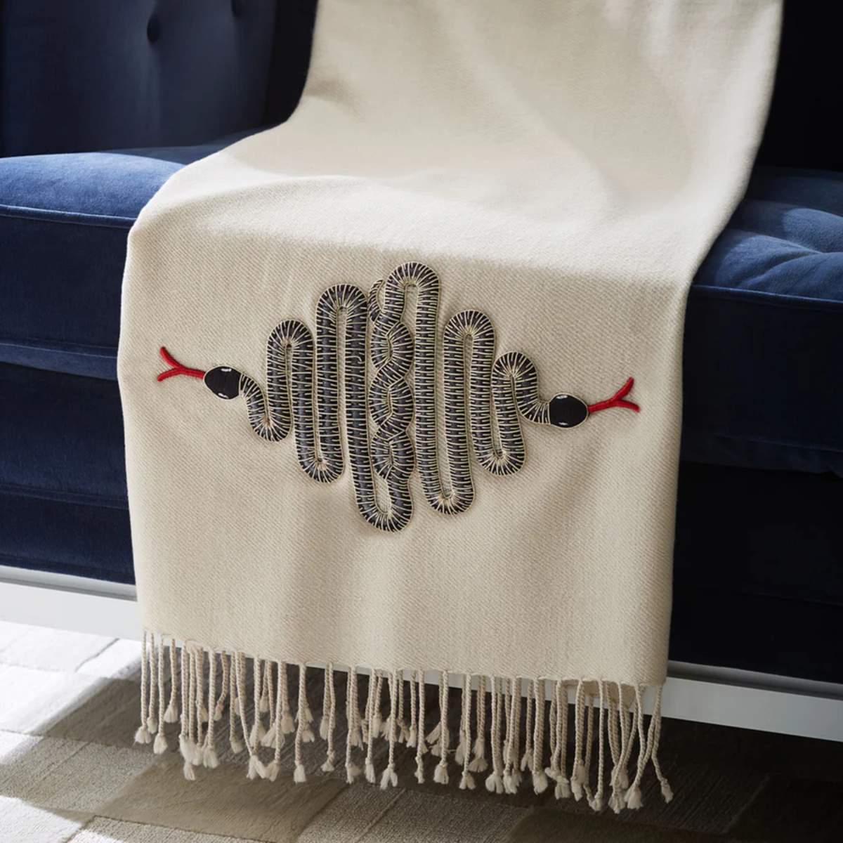 Jonathan Adler Snake Embellished Throw