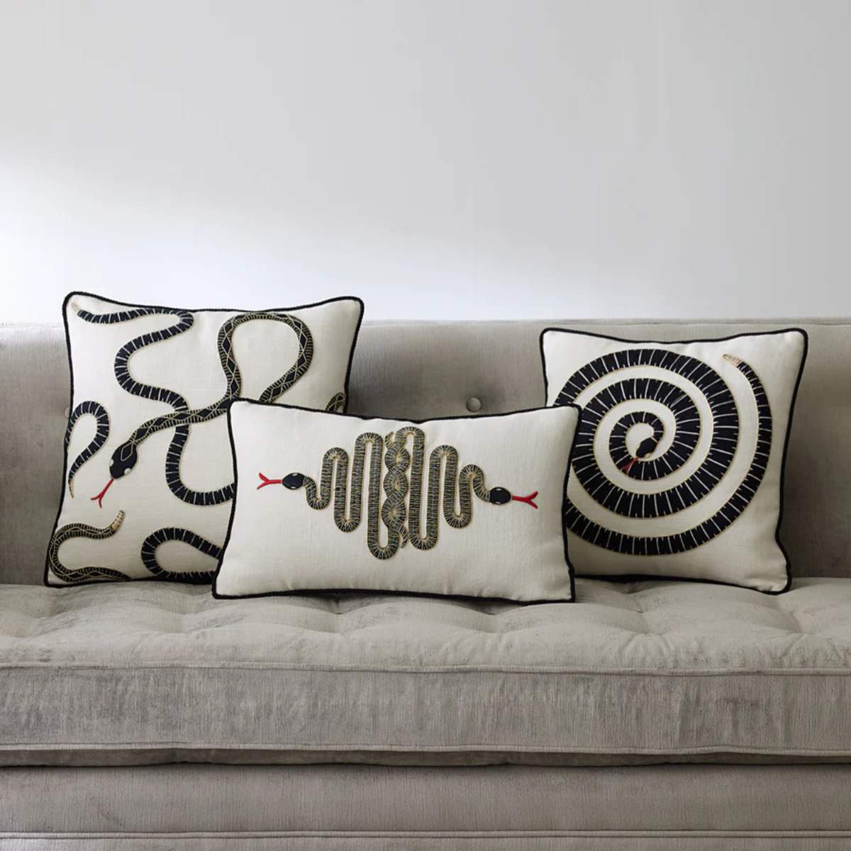 Jonathan Adler Snake Embroidered Cushion