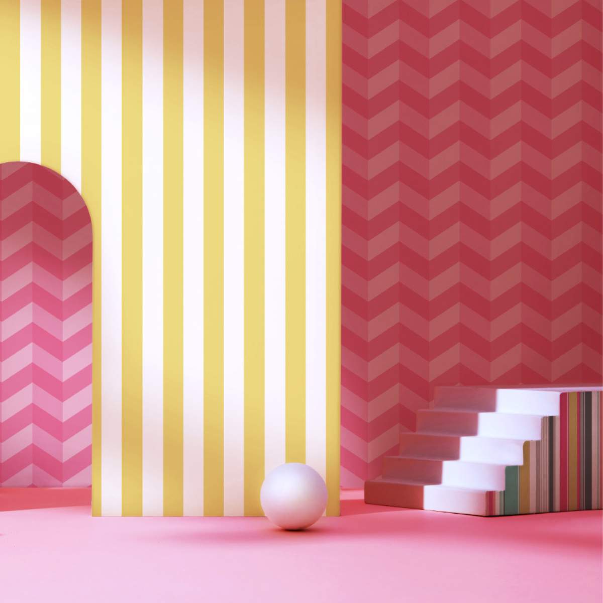 Ohpopsi So Stripey Illusion Chevron - Hot Fushcia