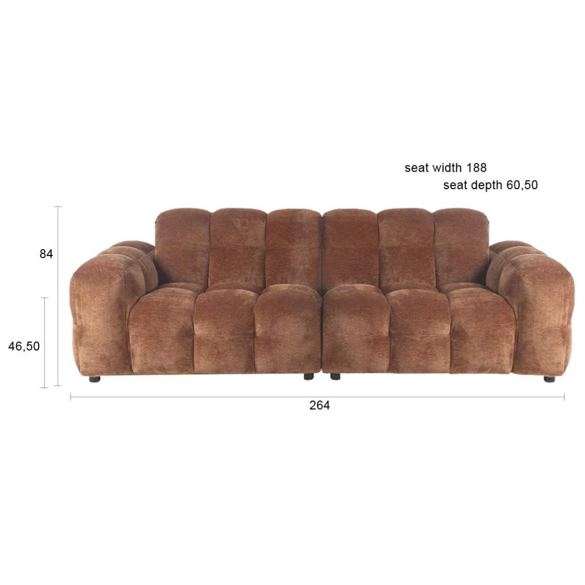 Dutch Bone Sofa Hackman 3-Seater Velours Cognac
