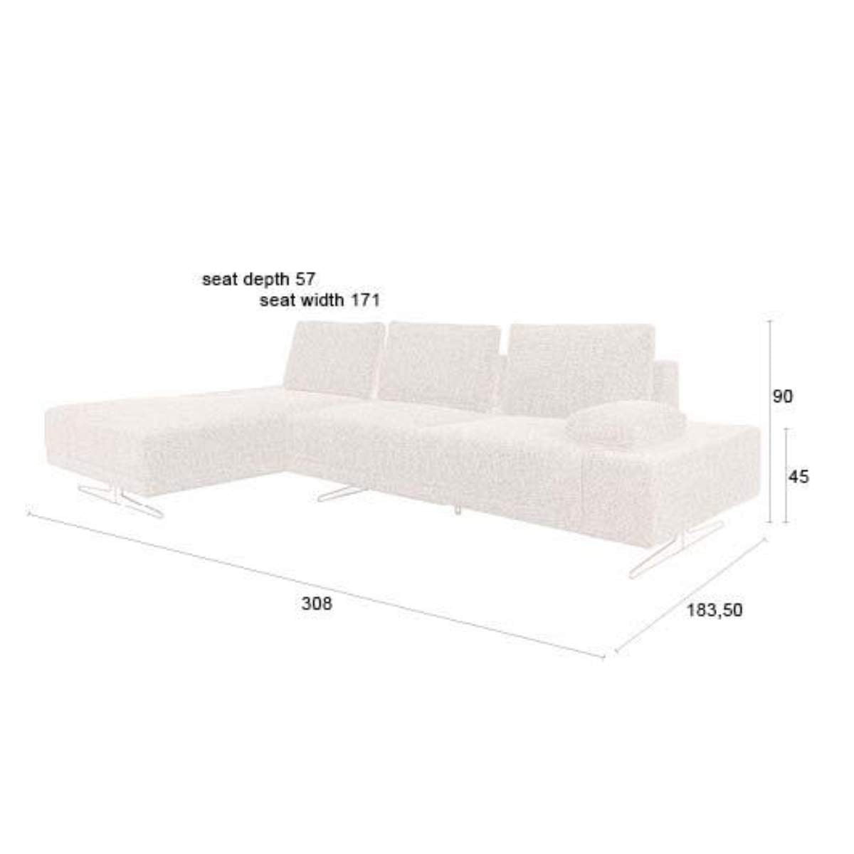 Dutch Bone Sofa Shelly Cinnamon Chaise Longue
