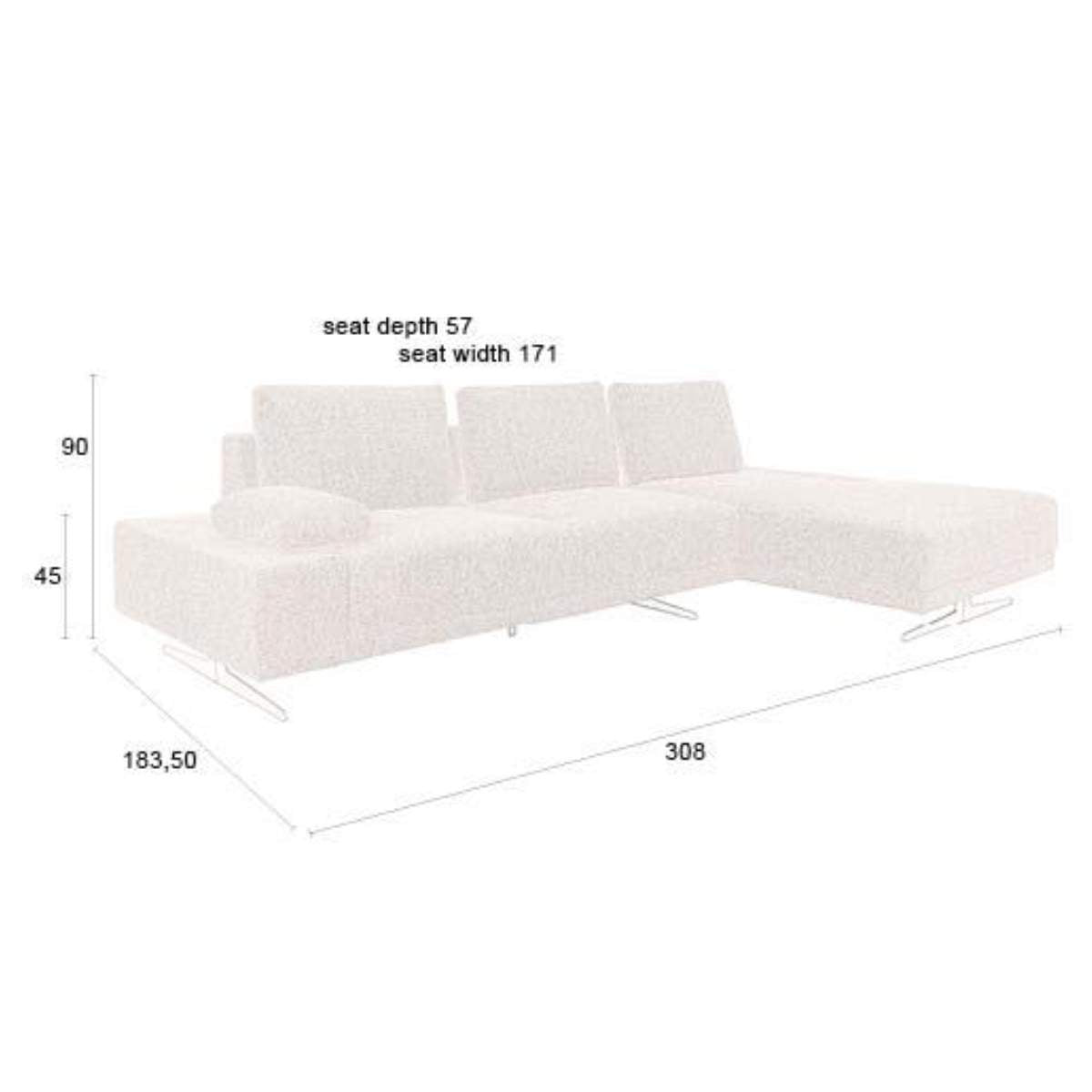 Dutch Bone Sofa Shelly Cinnamon Chaise Longue