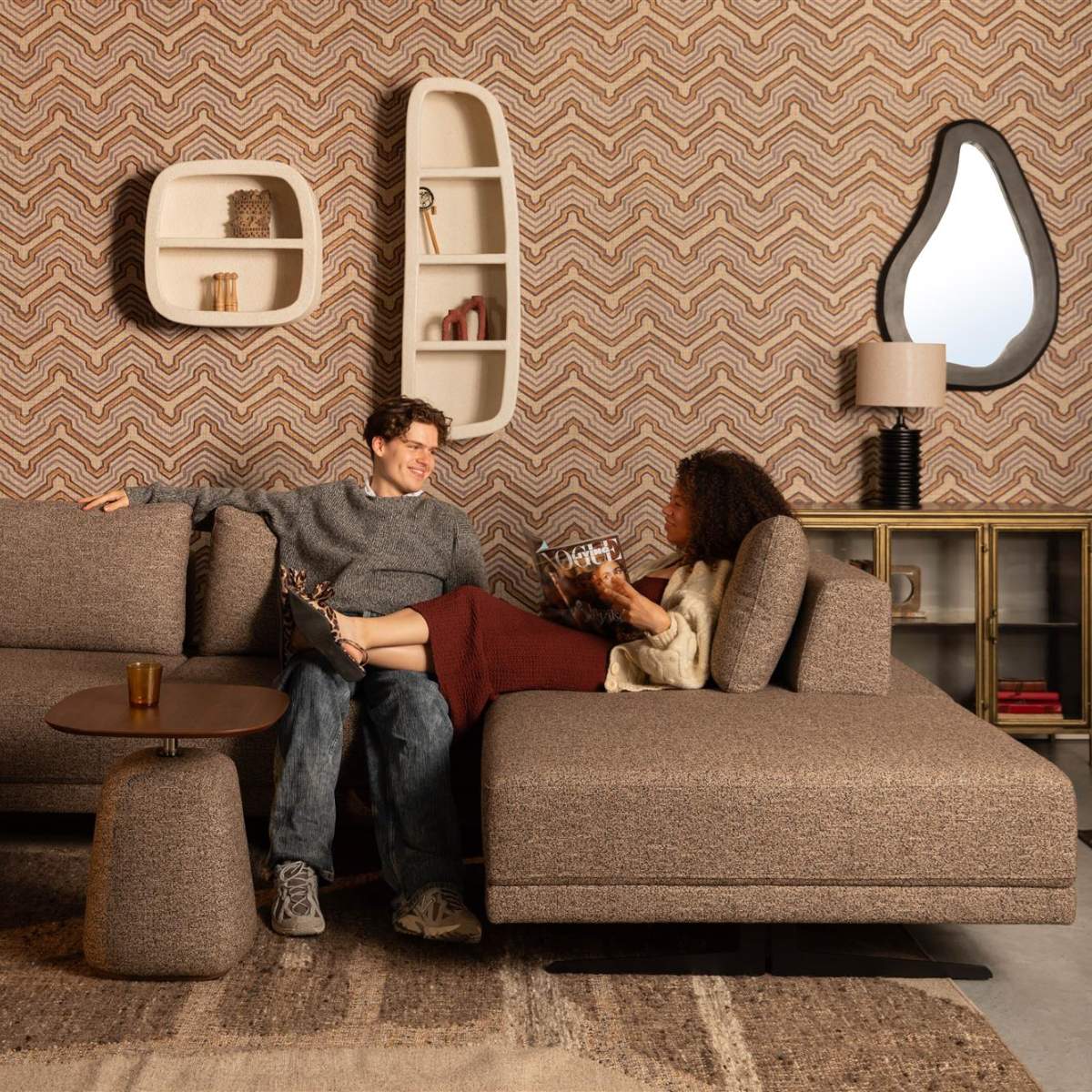 Dutch Bone Sofa Shelly Cinnamon Chaise Longue
