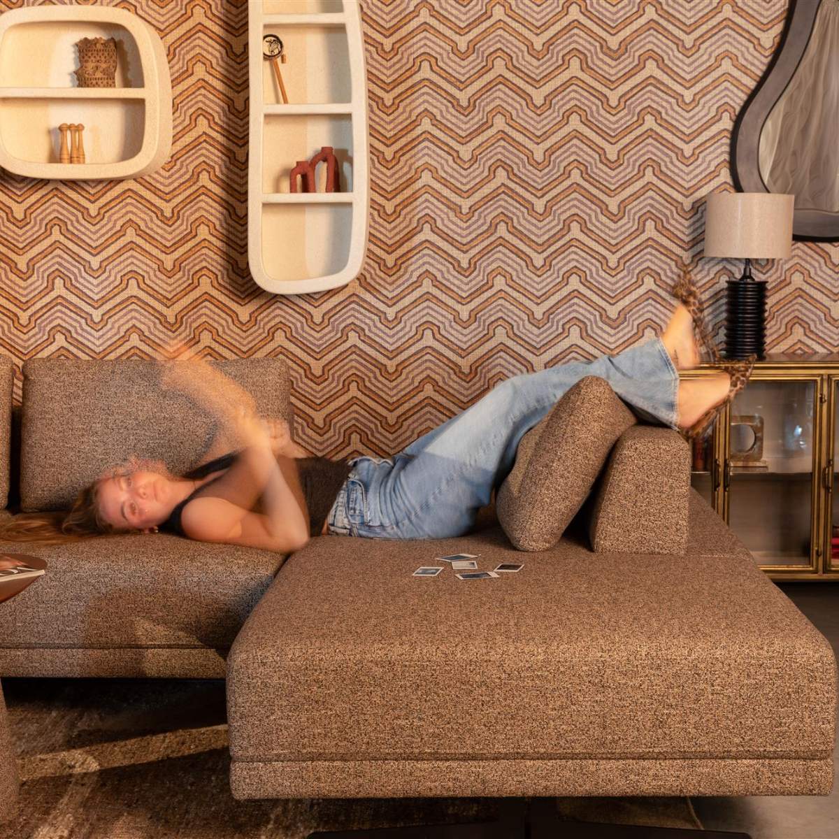 Dutch Bone Sofa Shelly Cinnamon Chaise Longue