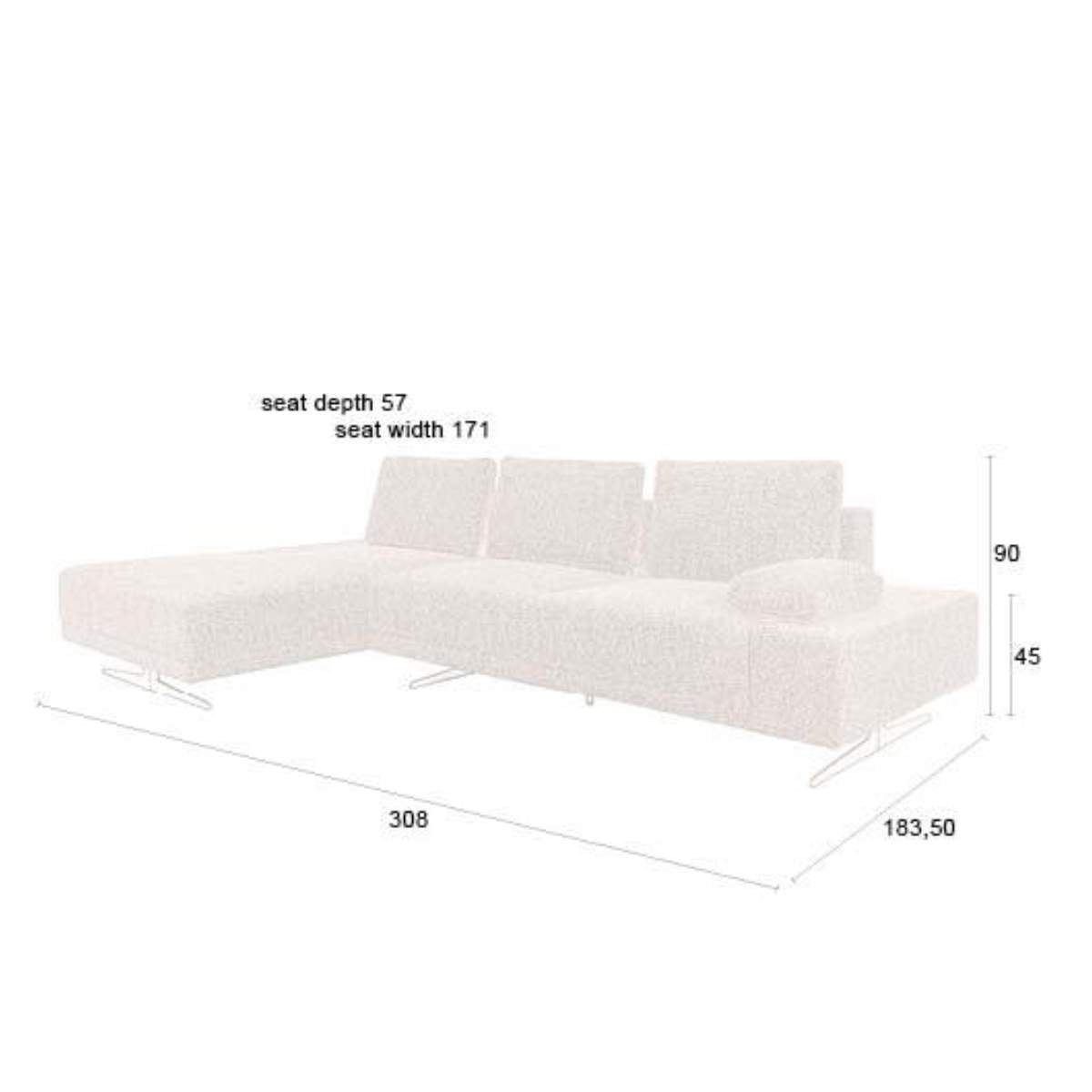 Dutch Bone Sofa Shelly Off-White Chaise Longue