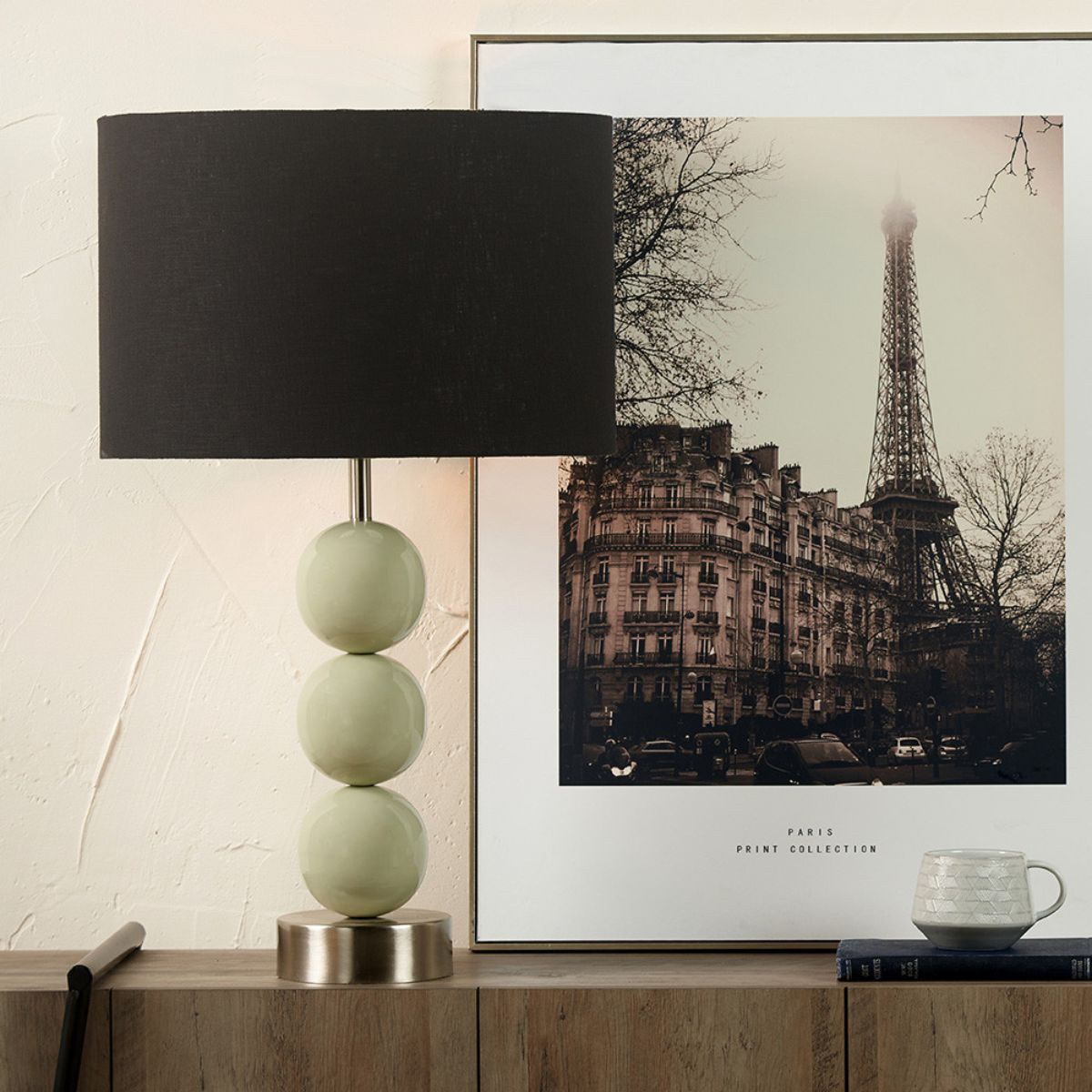 Pacific Lifestyle Sofia Sage and Silver Enamel 3 Ball Table Lamp Base