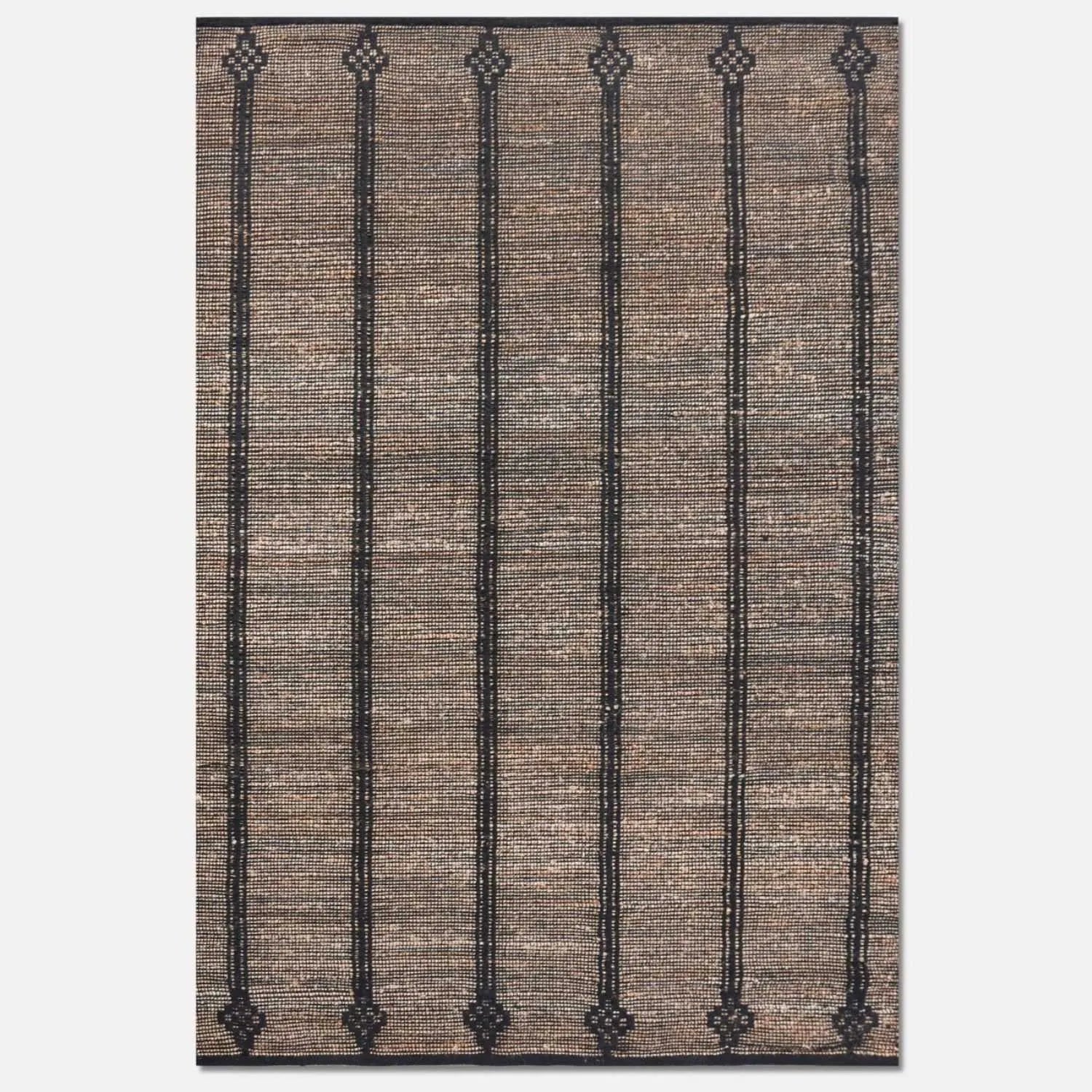 Soho Hand Woven Natural Charcoal 160x230cm Jute and Cotton Rug-Beaumonde