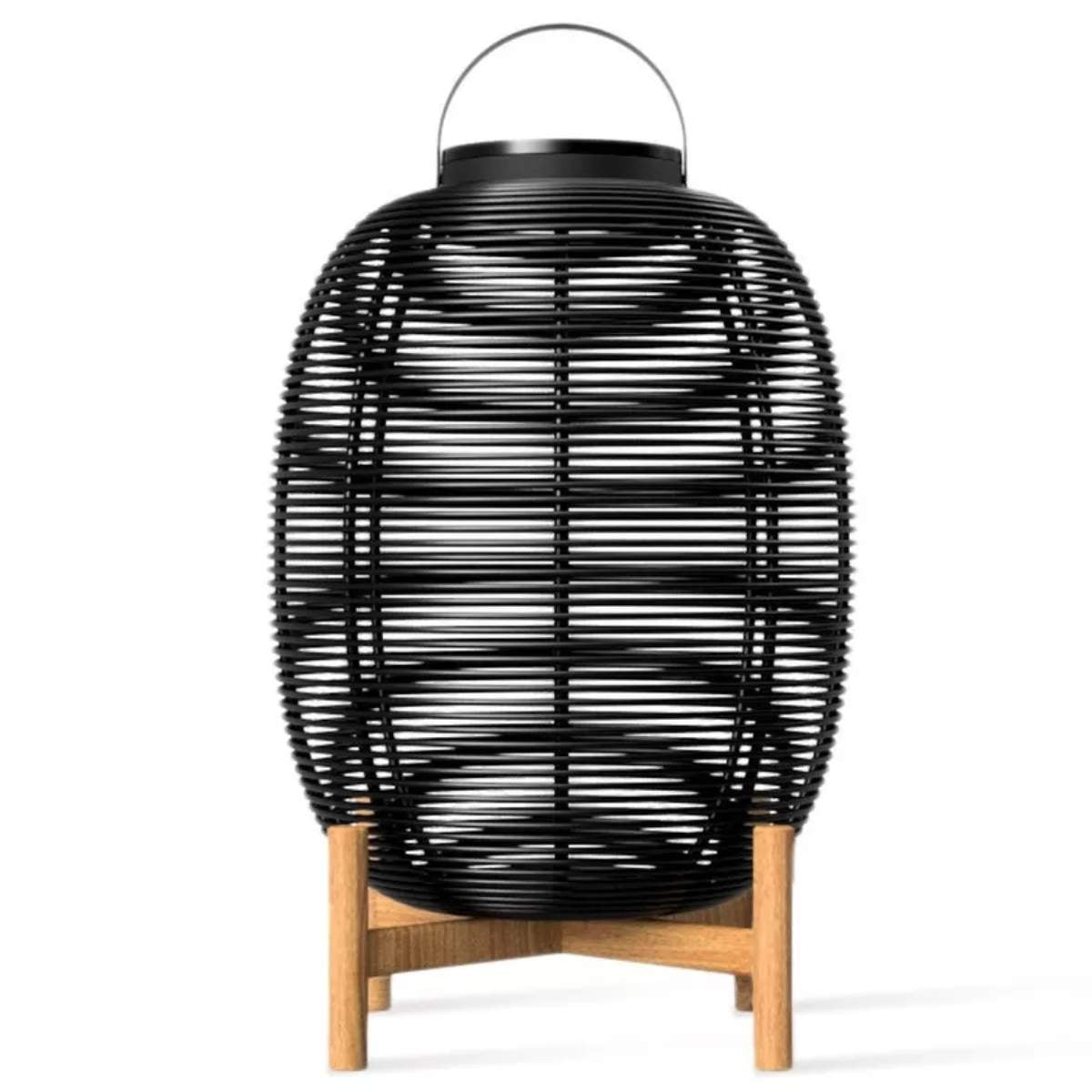 Vincent Shepherd Solar Lantern Black Tika Teak Base