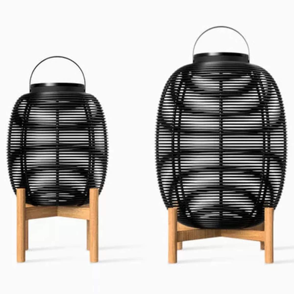 Vincent Shepherd Solar Lantern Black Tika Teak Base