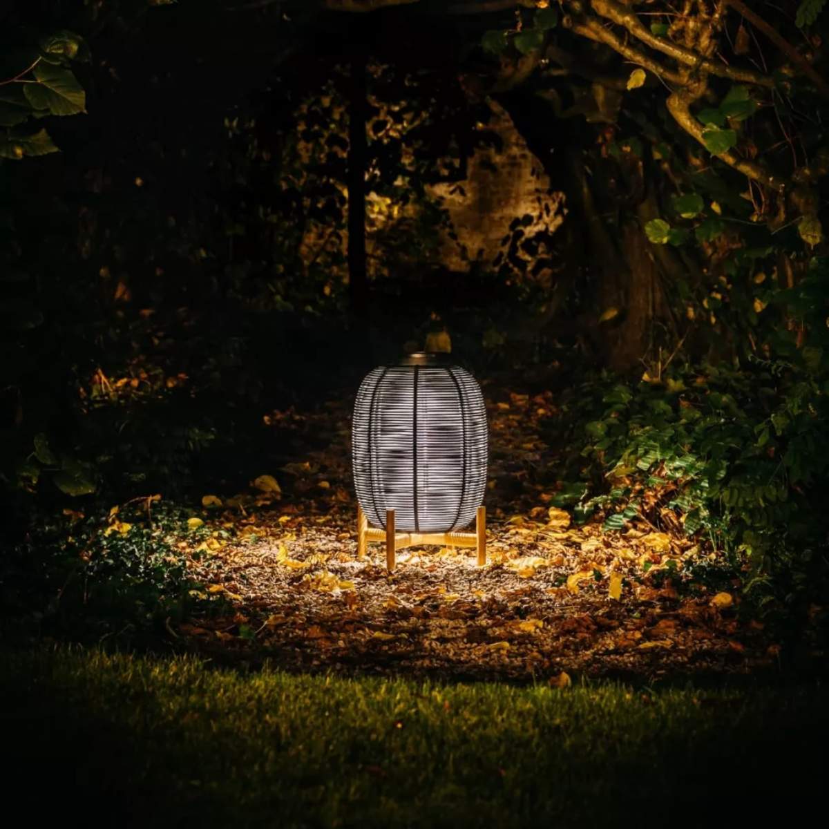 Vincent Shepherd Solar Lantern Black Tika Teak Base