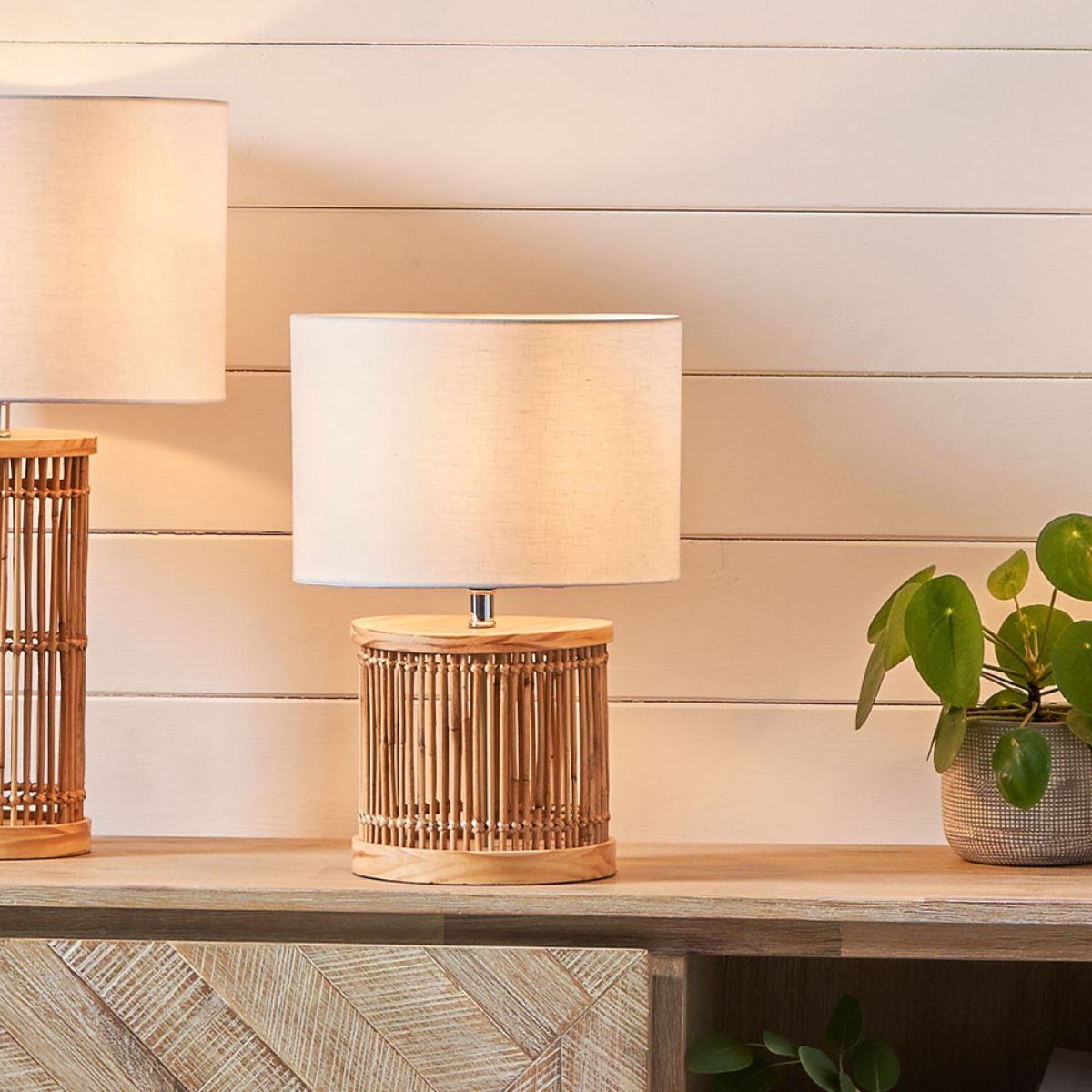 Pacific Lifestyle Sorbus Natural Ribbed Small Table Lamp